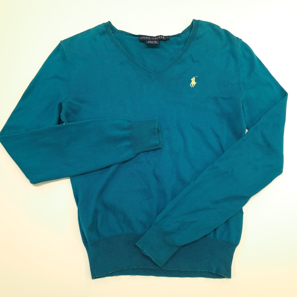 CN746W S 폴로 랄프로렌 블루그린 V넥 긴팔 니트 스웨터 상품이미지2