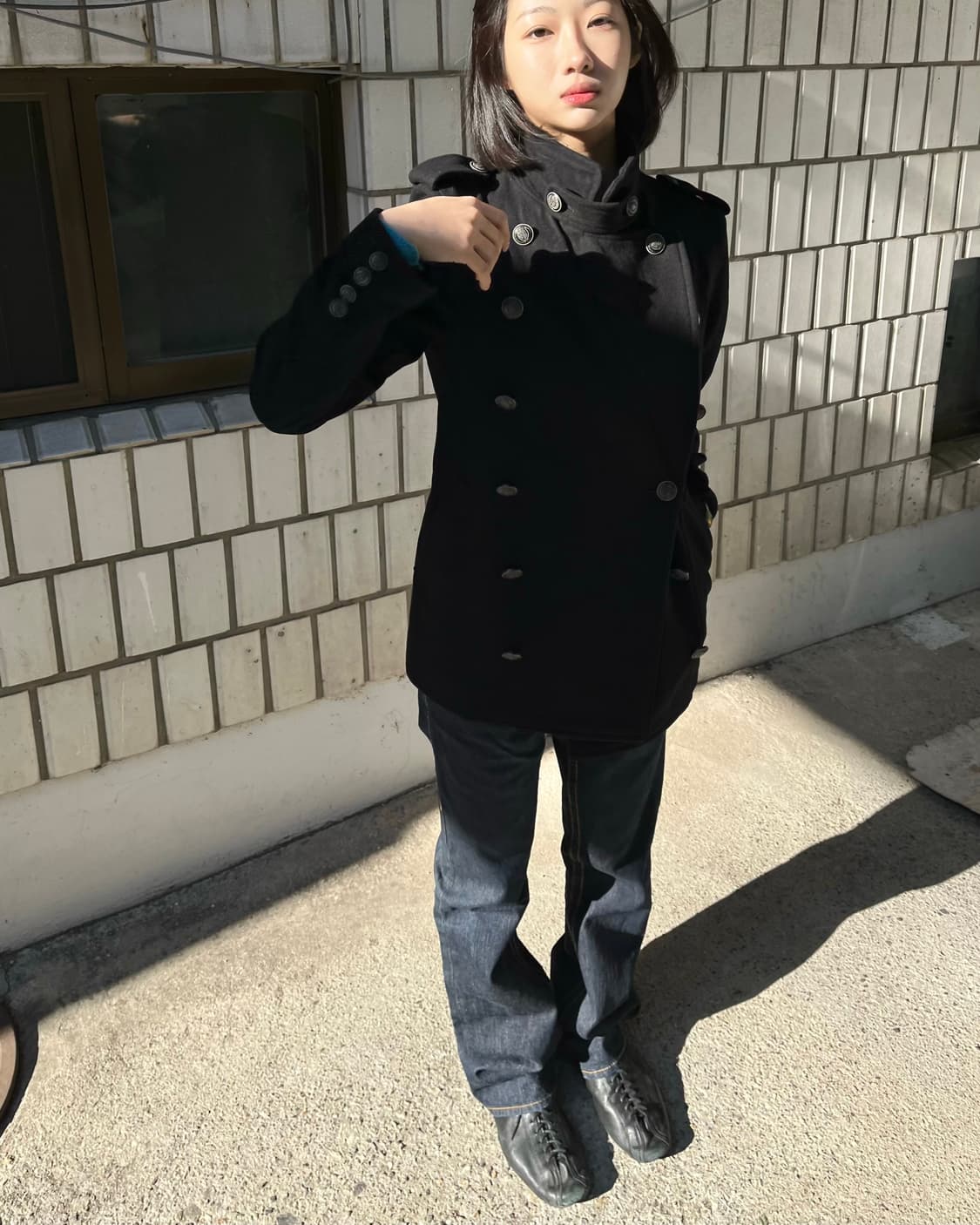 glamb 나폴레옹 더블 버튼 멜톤 울 피코트 상품이미지8