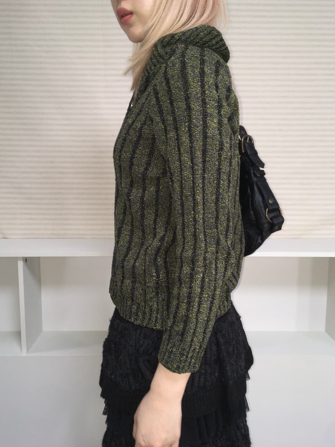 jpn vintage khaki stripe tulip knit 상품이미지4