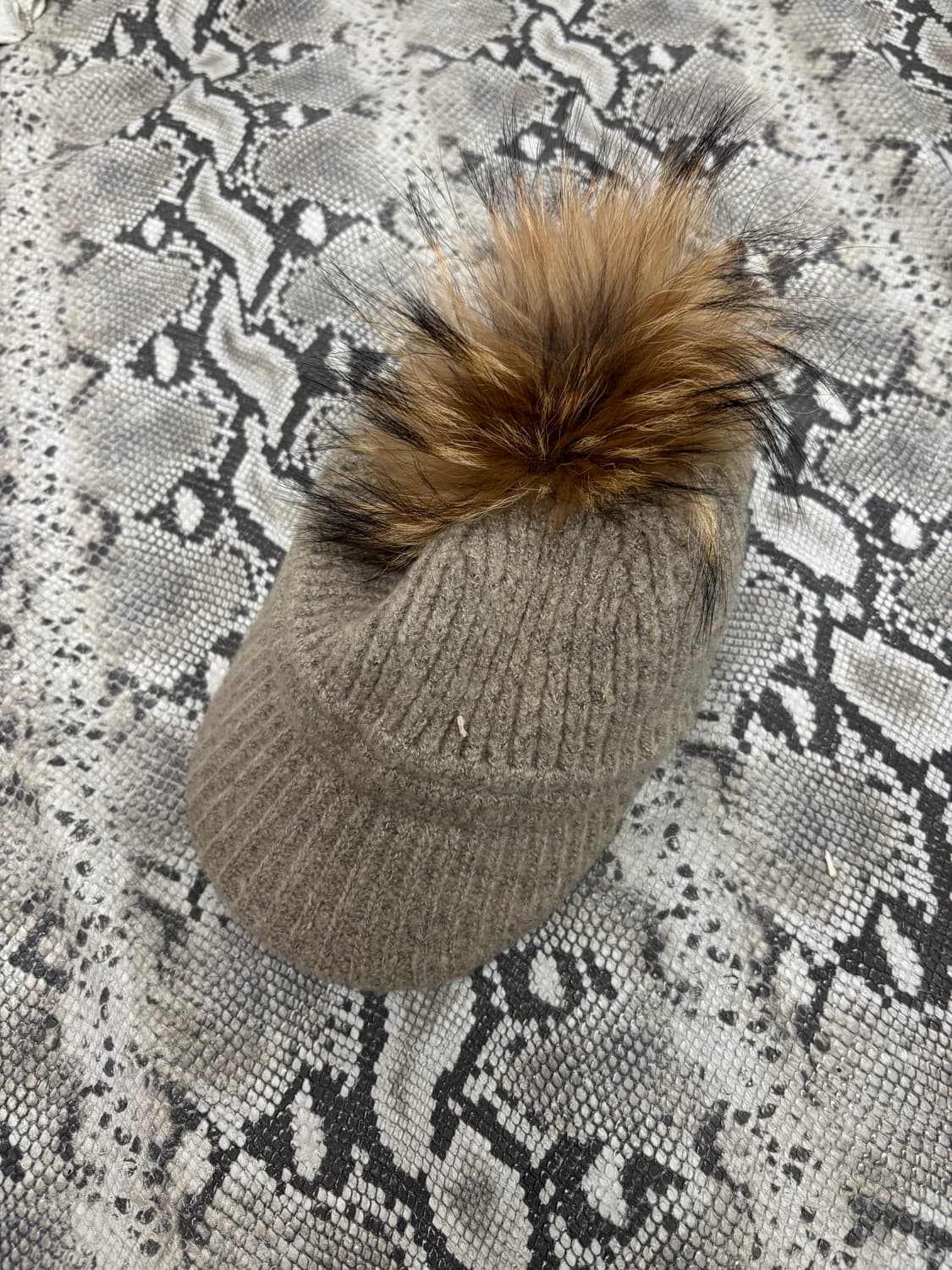 10 Fur Detail Beige Y2K Knit Cap (여성 Fre 상품이미지2