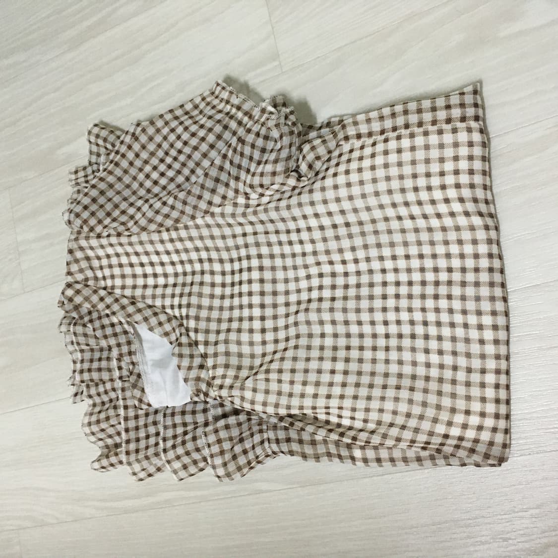 빈티지 브라운 체크 블라우스 상품이미지1