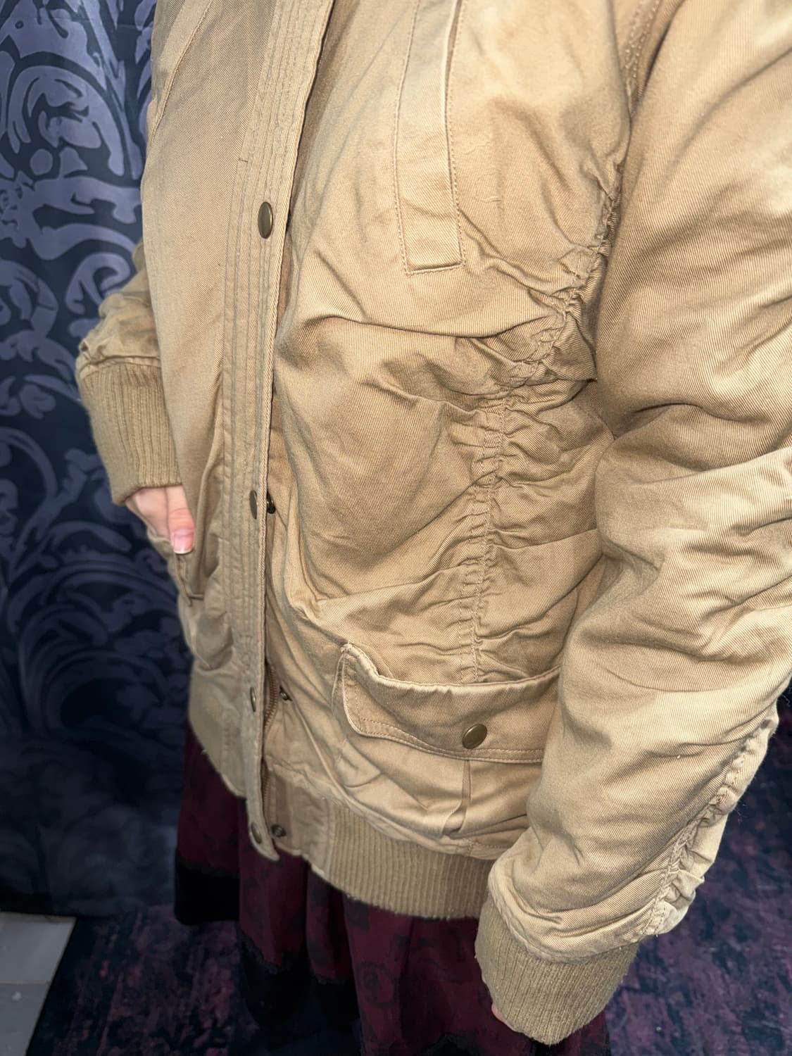 셔링 디테일 퍼후드 윈터 자켓 상품이미지5