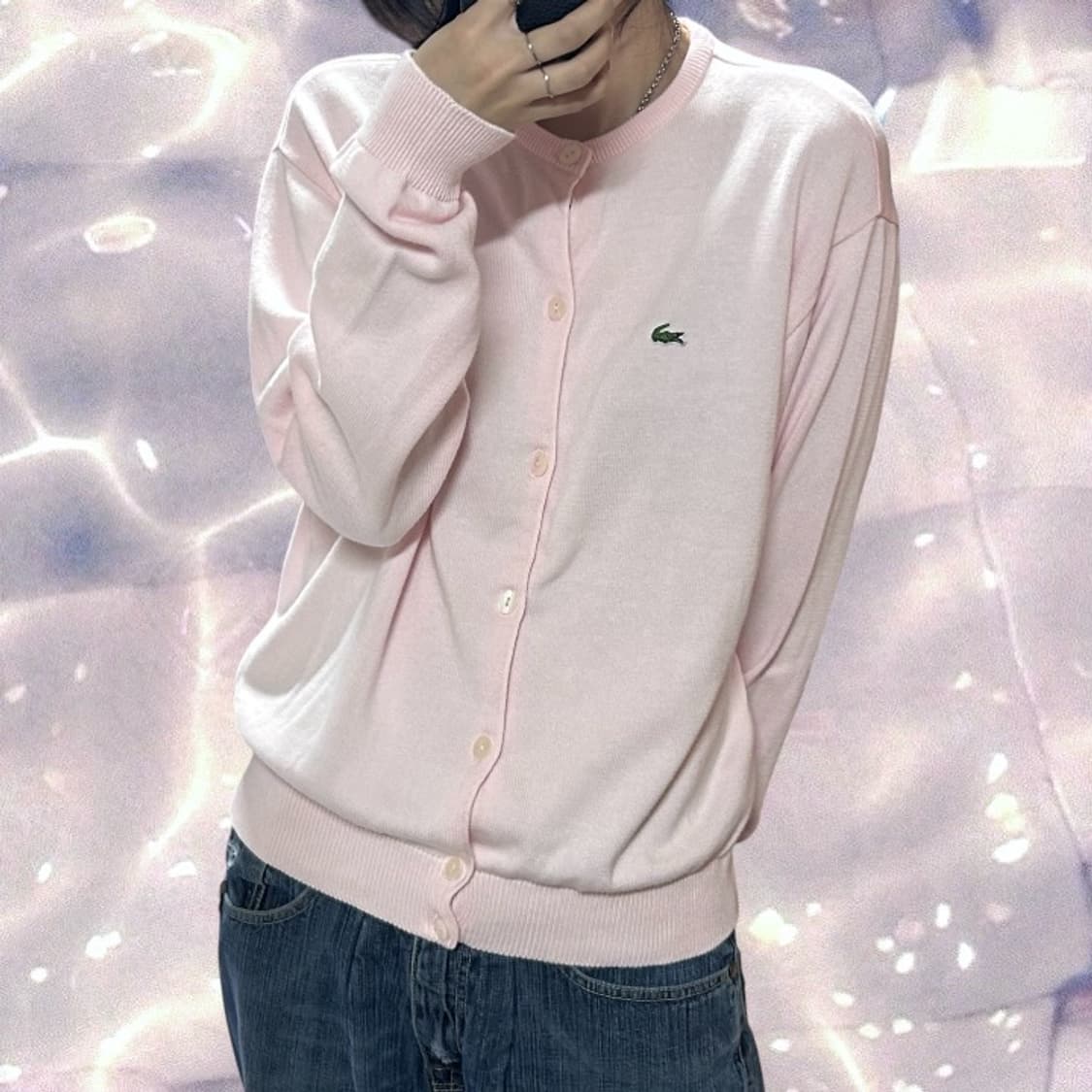 라코스테 니트 가디건 베이비 핑크 L 상품이미지2