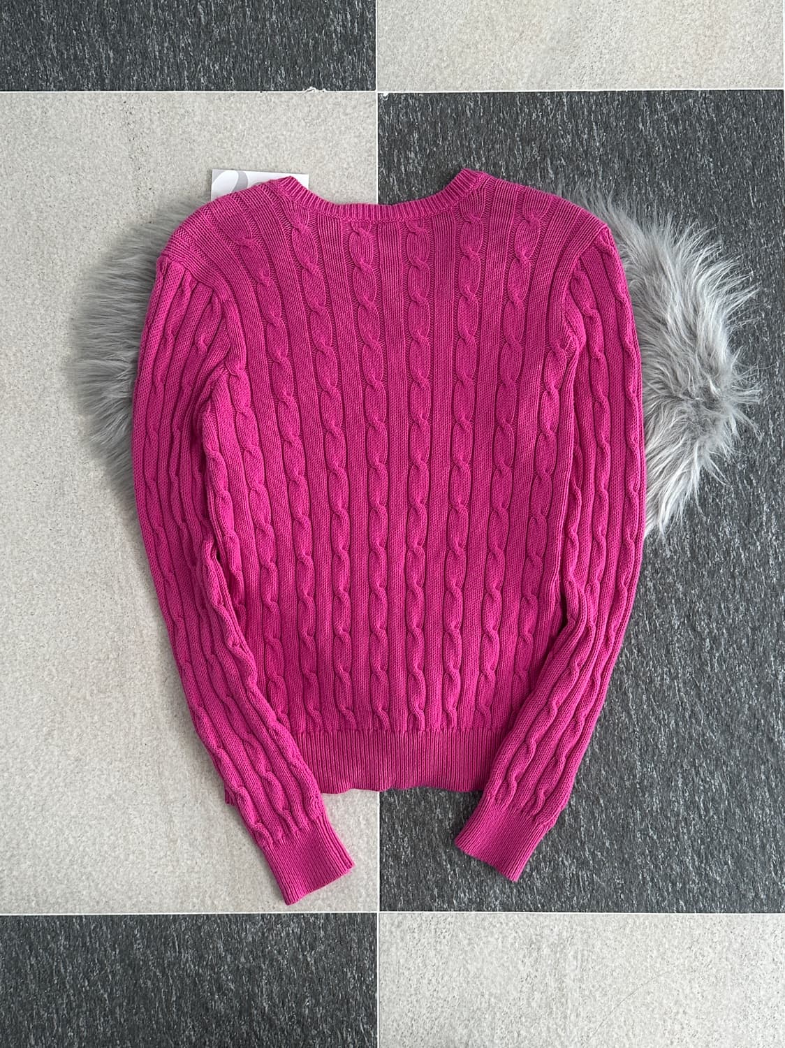 랄프로렌 핫핑크 V넥 케이블 니트  상품이미지3