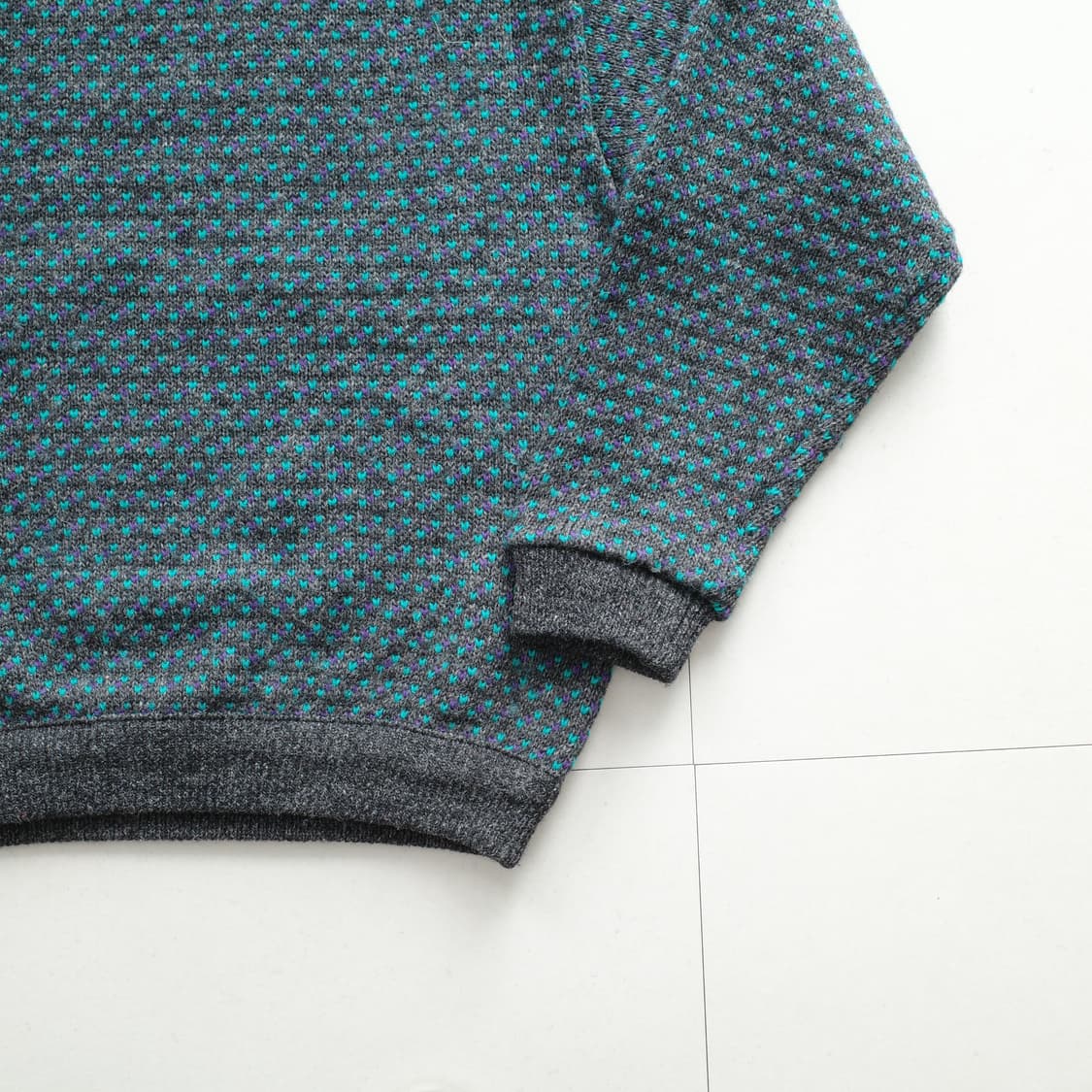 90s 엘엘빈 노르웨이 생산 울혼방 버드아이 피셔맨 니트  상품이미지3