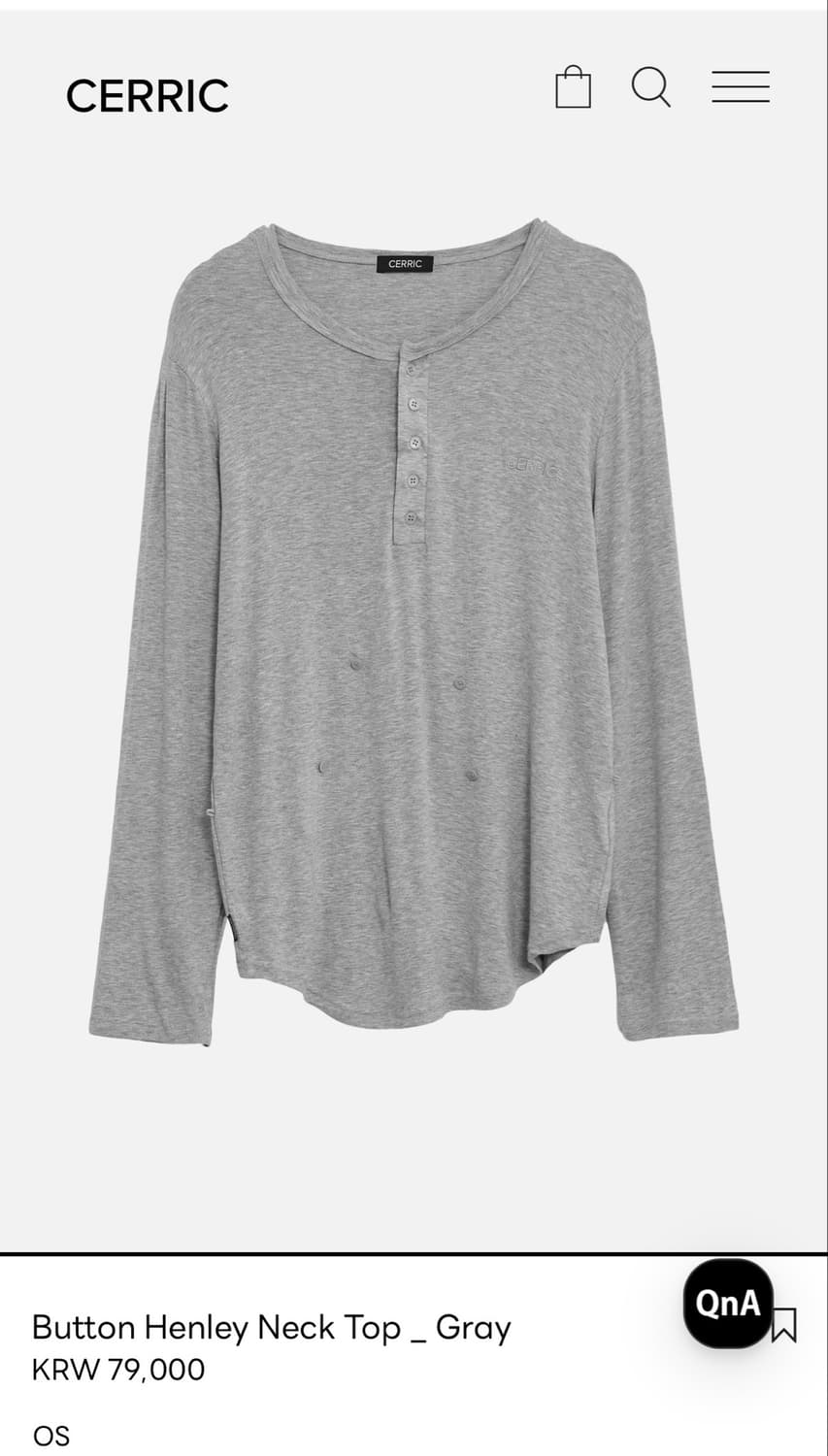 Cerric 세릭 Button Henley Neck Top _ Gray 상품이미지9