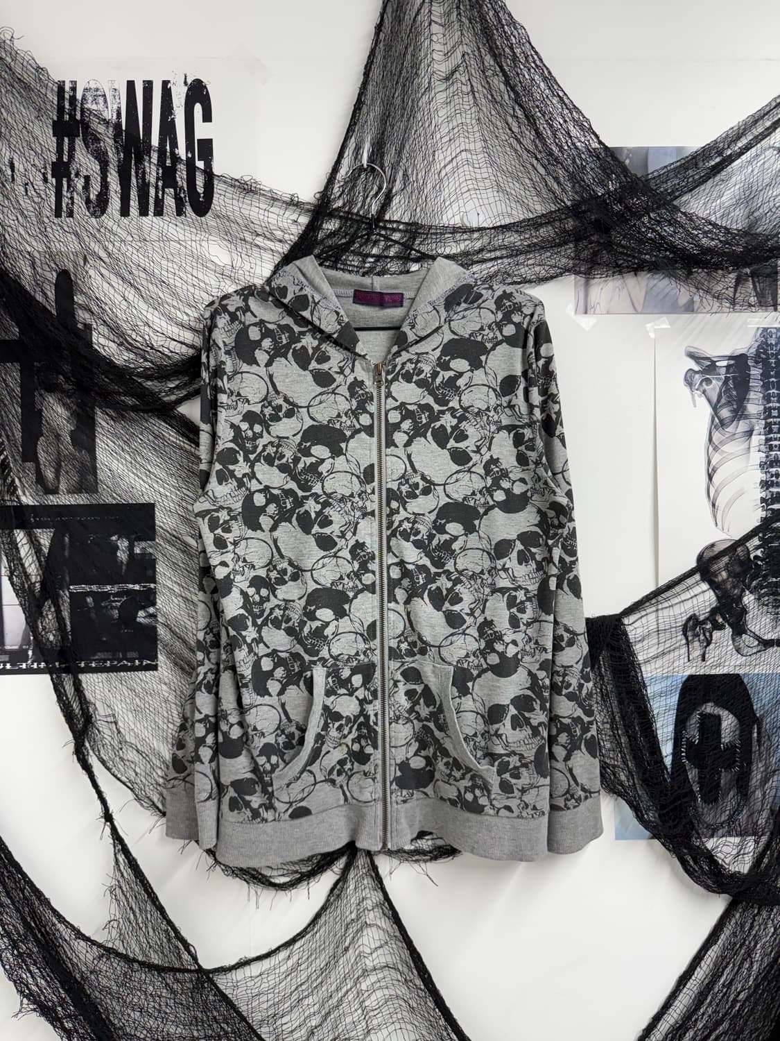 Skull pattern hood zipup 상품이미지2