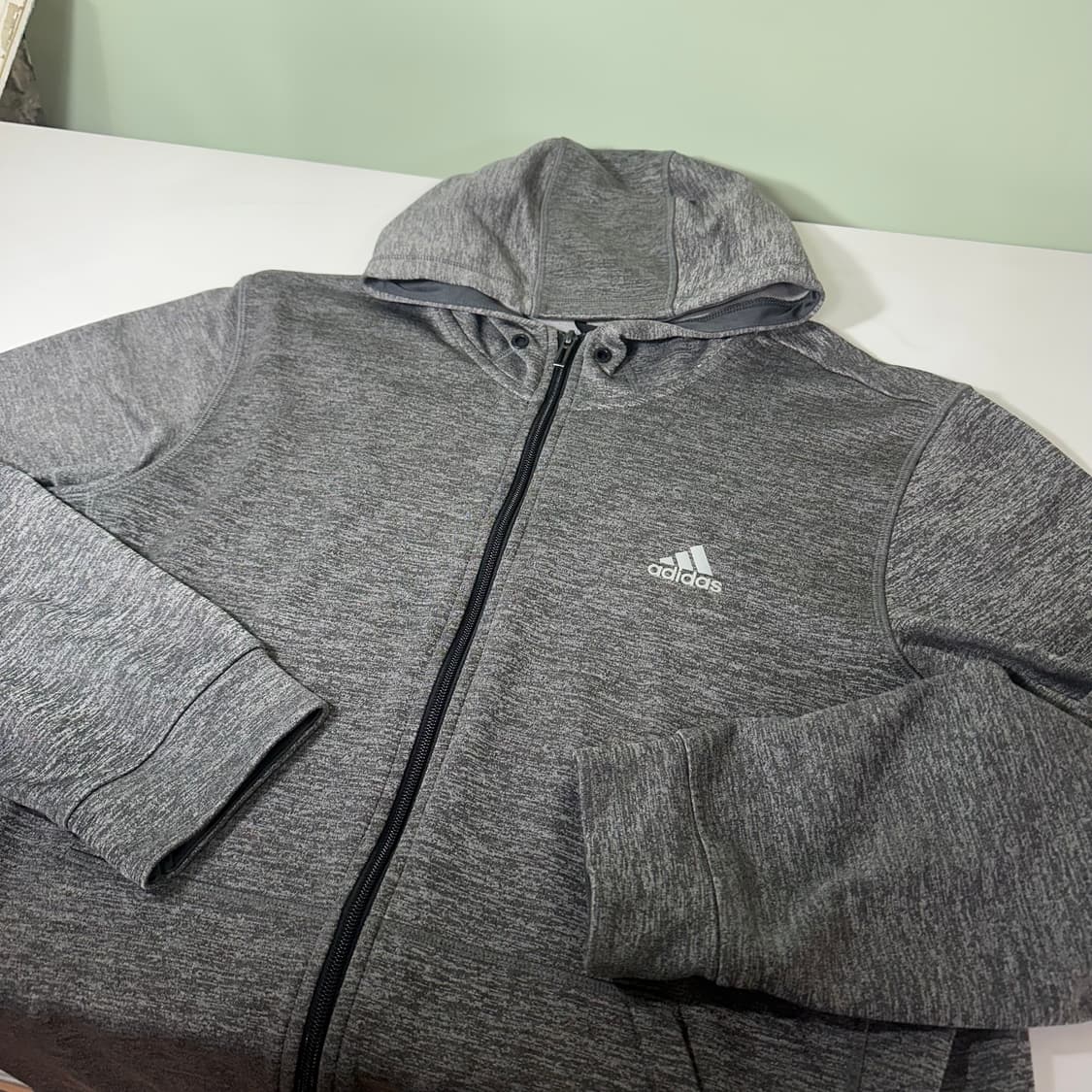 XL 아디다스 진그레이 CLIMAWARM 스카치로고 폴리 트레이닝 후드집 상품이미지2