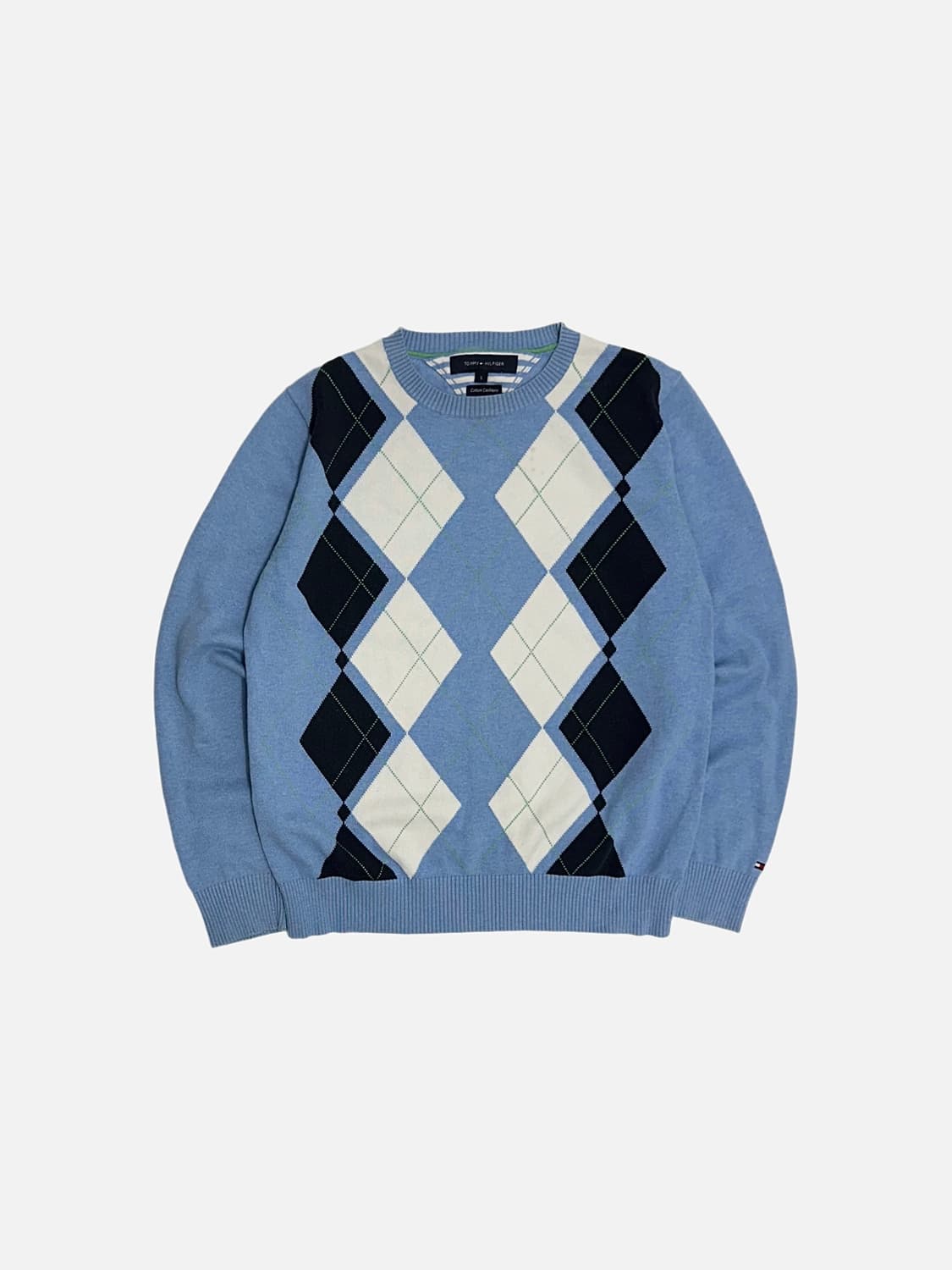 타미힐피거 하늘색 아가일 니트 상품이미지1