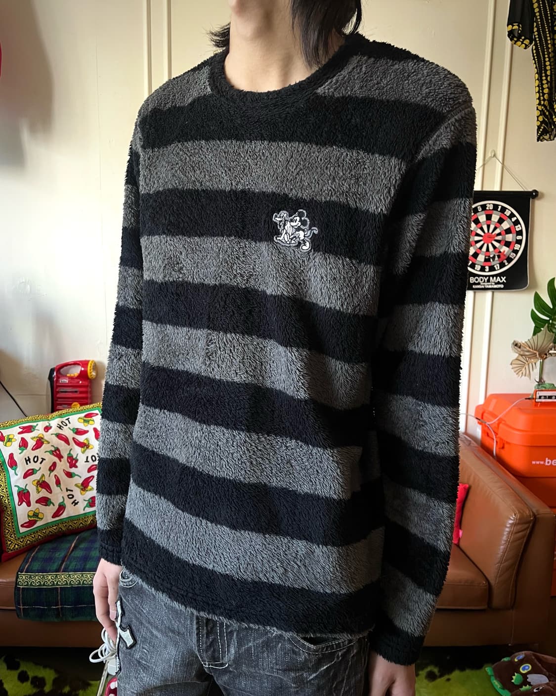 Old Disney Hairy Fleece Stripe Sweater 상품이미지2