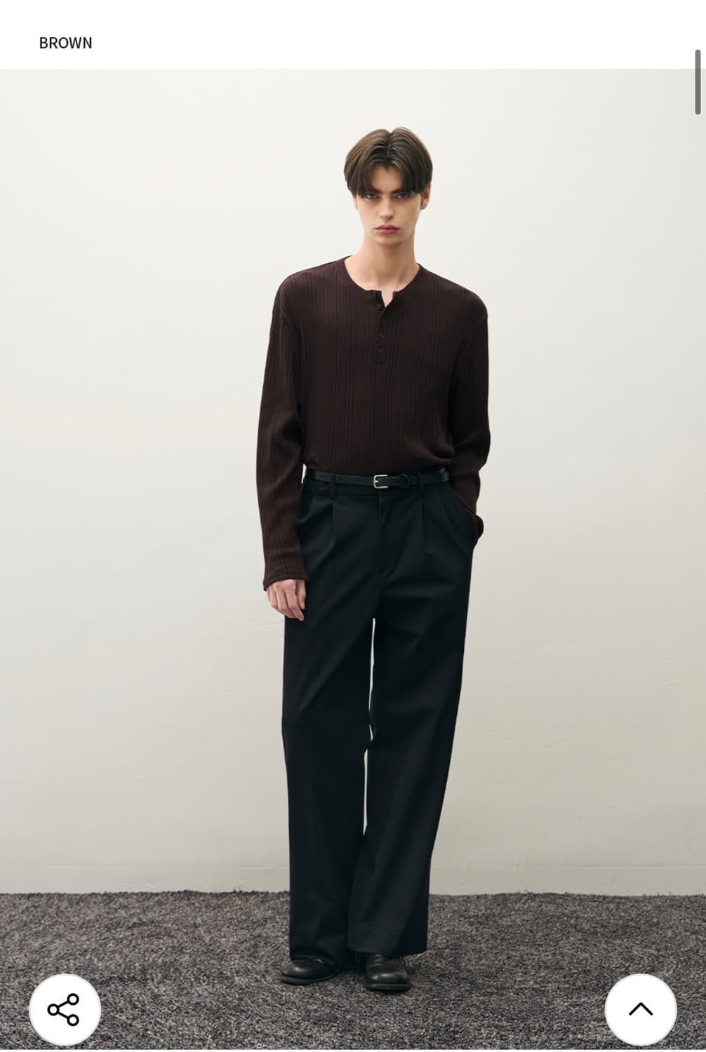 (XL) 드로우핏 리브드 헨리넥 티셔츠 [BROWN] 판매 상품이미지4