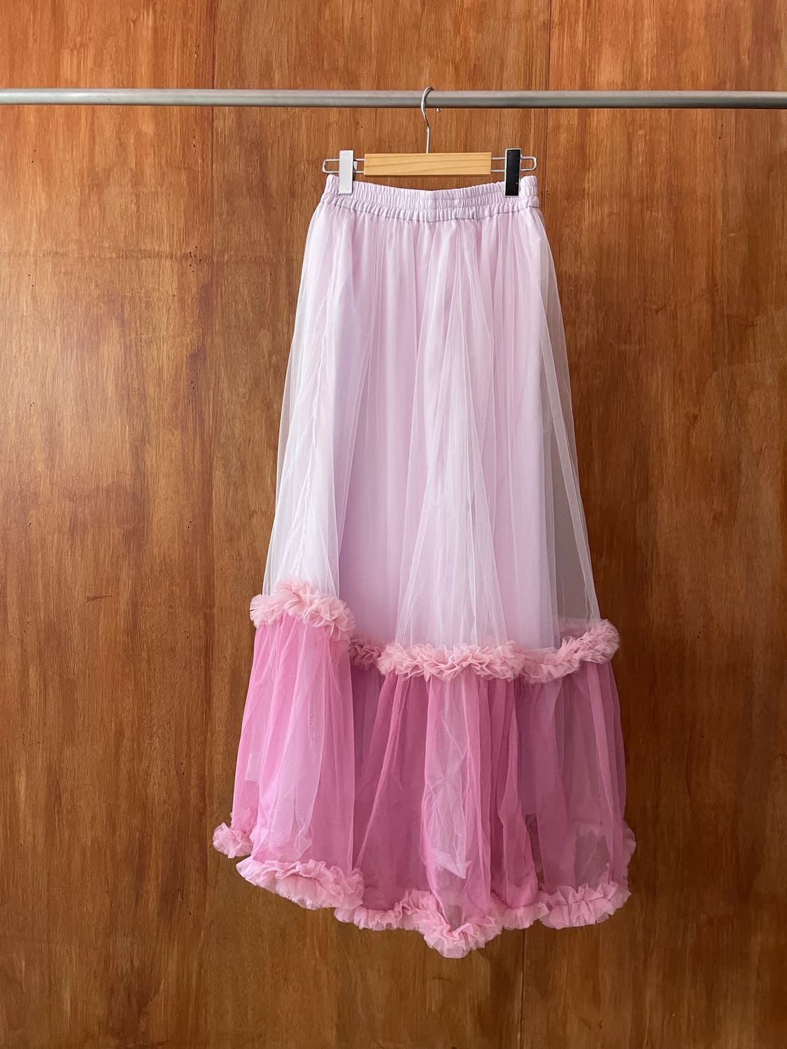 Pink layered tulle maxi skirt 상품이미지8