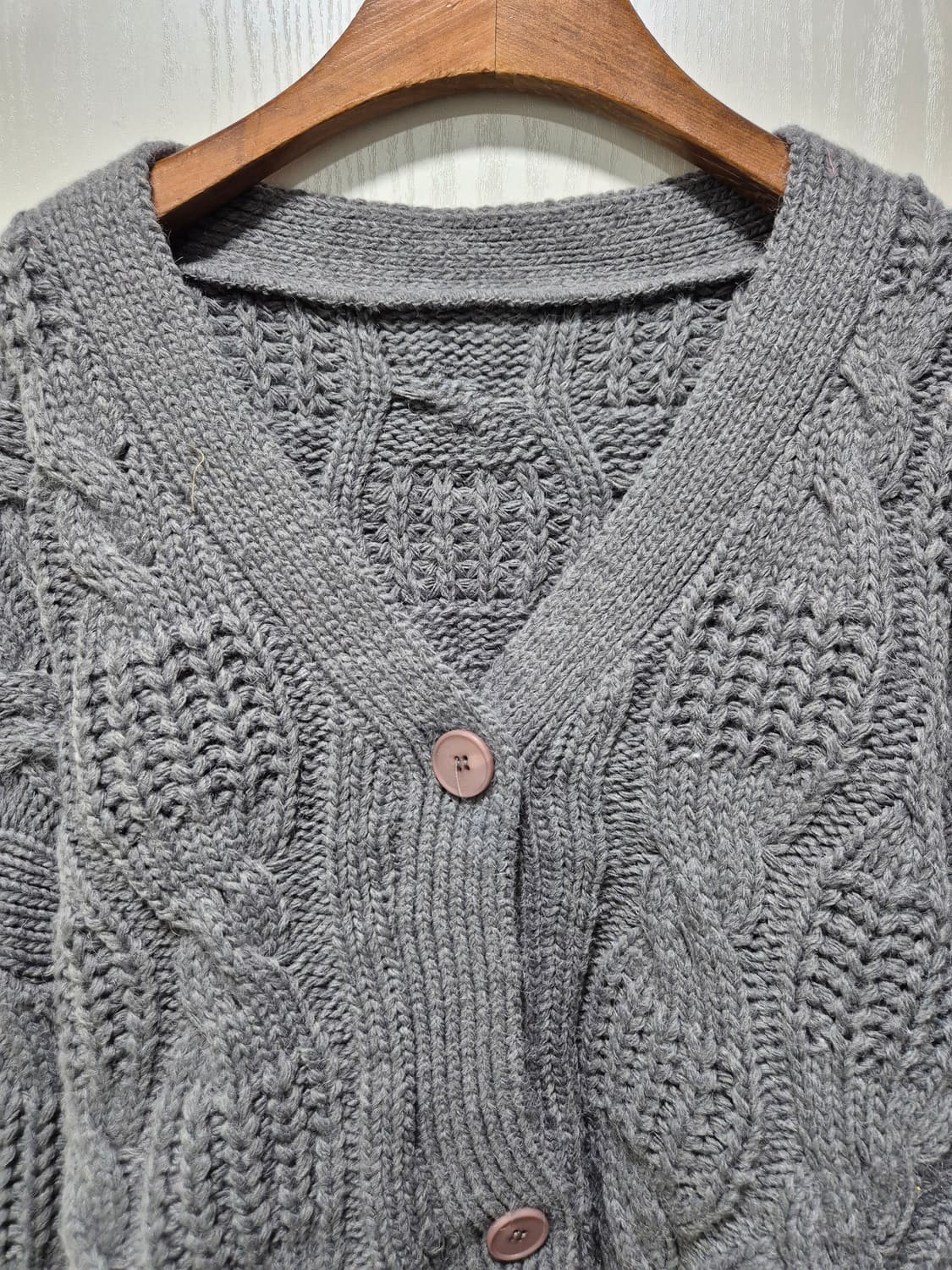 회색 꽈배기 크롭 가디건 상품이미지2