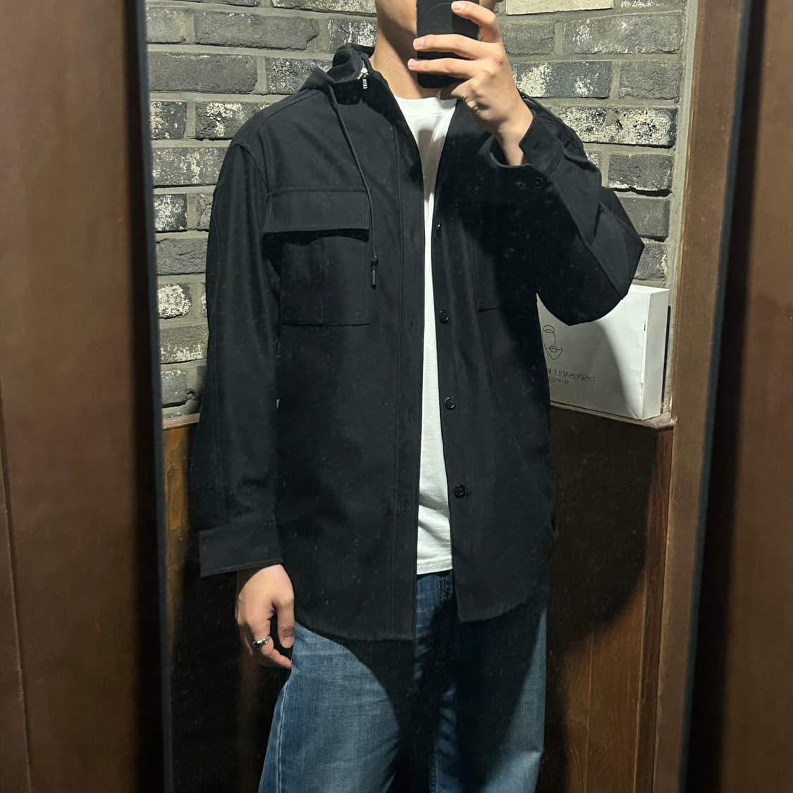 M) ZIO 송지오 버튼다운 오버핏 후드 셔츠 자켓 상품이미지9