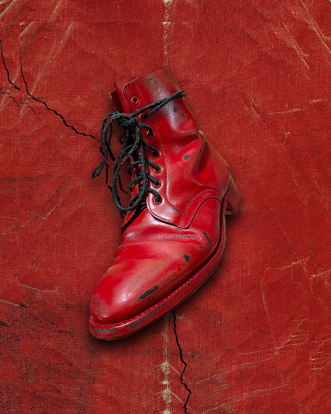 Japanese 90s 레드 풀 페인티드 레이스업 부츠 275 상품이미지1