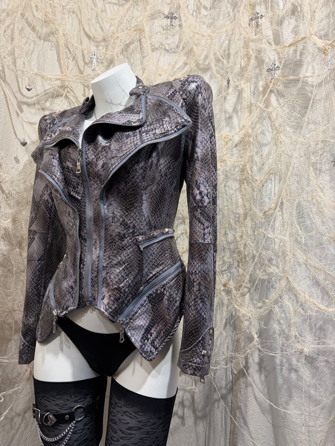 V-kei shalang phyton stud Rider jacket 상품이미지5