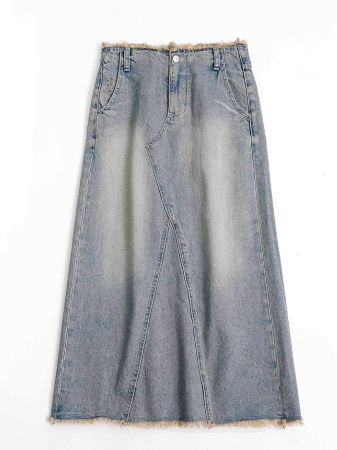 [999 휴머니티] 컷팅 엣지 풀 랭스 데님 스커트 (빈티지 블루) 상품이미지4