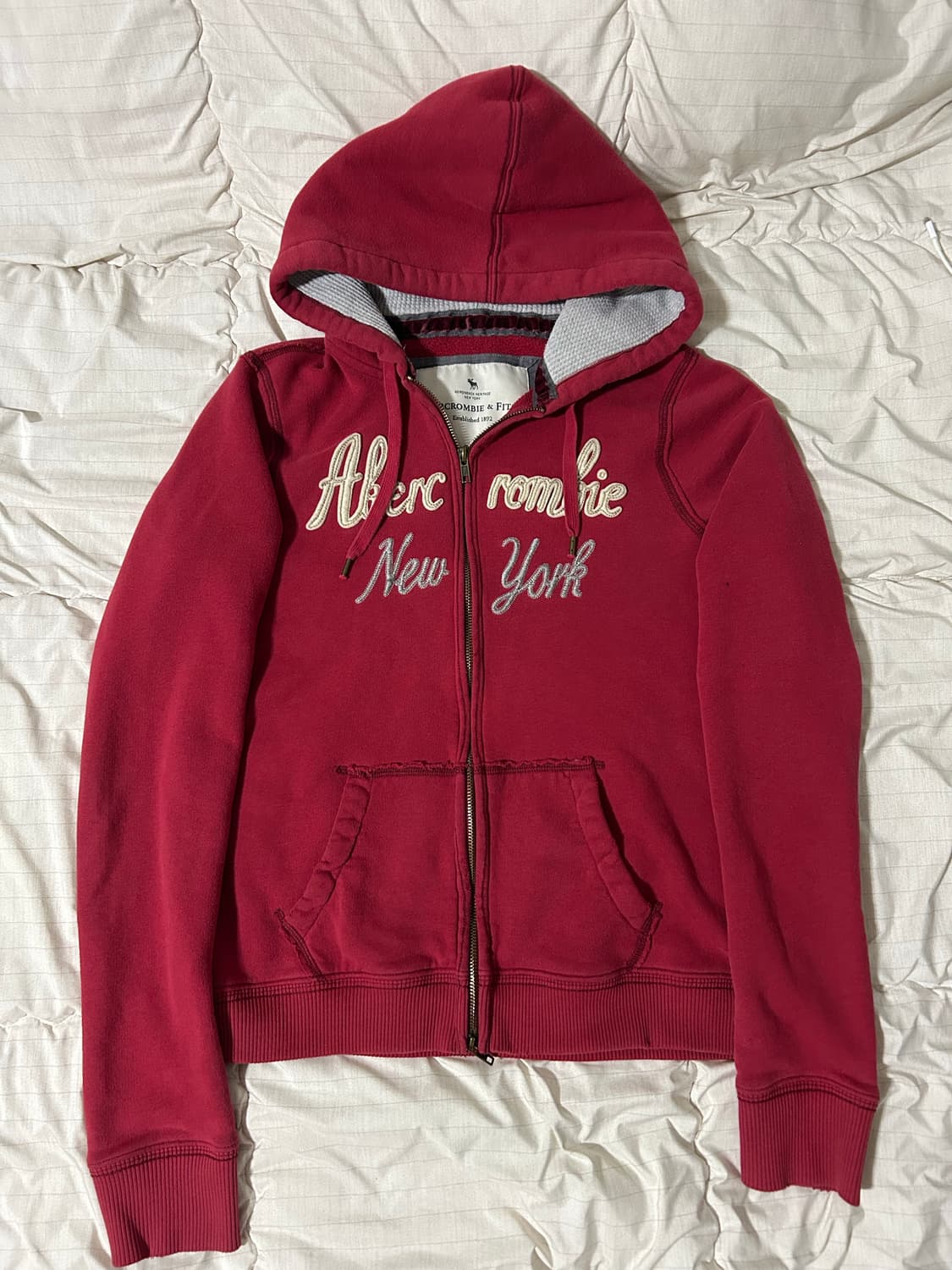 유일매물 아베크롬비 레드 후드집업 상품이미지3