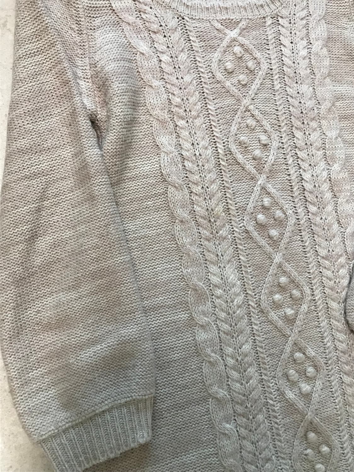 빈티지 대장 라떼갸루 모리걸 베이비핑크 꽈배기 롱니트 상품이미지3