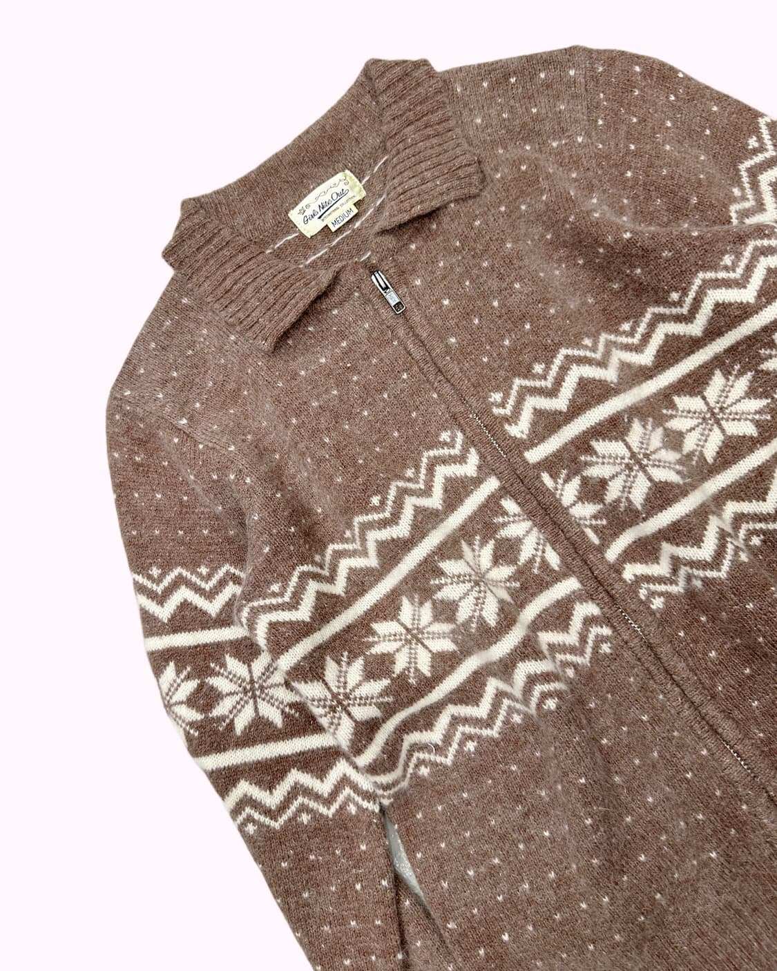 brown hairy wool knit zip-up 상품이미지3