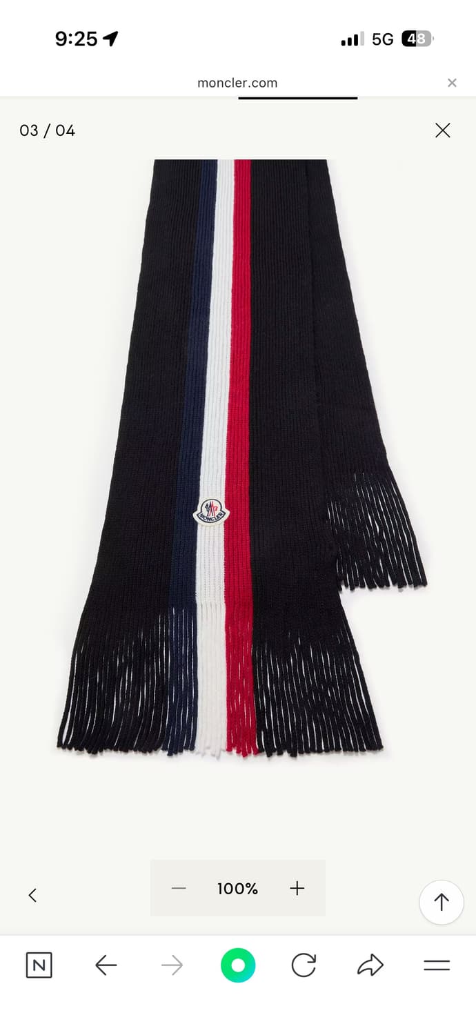 25FW몽클레어 트리 컬러 울 머플러 블랙 미개봉 상품이미지3