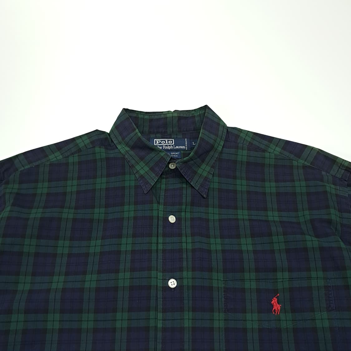 CL500 L 폴로 90s 말레이시아판 코튼 블랙워치 레드포니 셔츠 상품이미지2