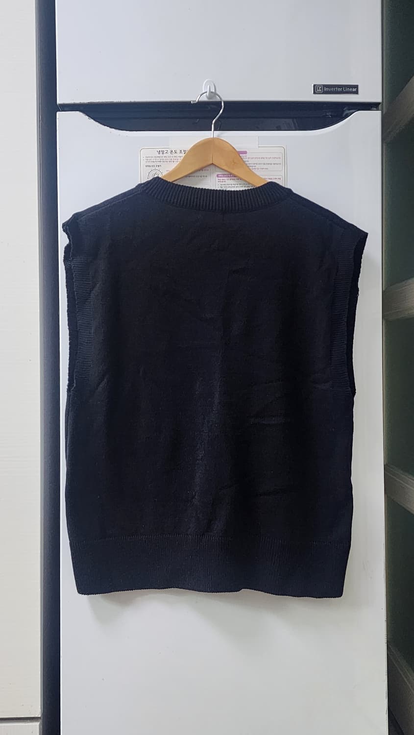 LETTER COMO 검정 V넥 니트 조끼 M 상품이미지2