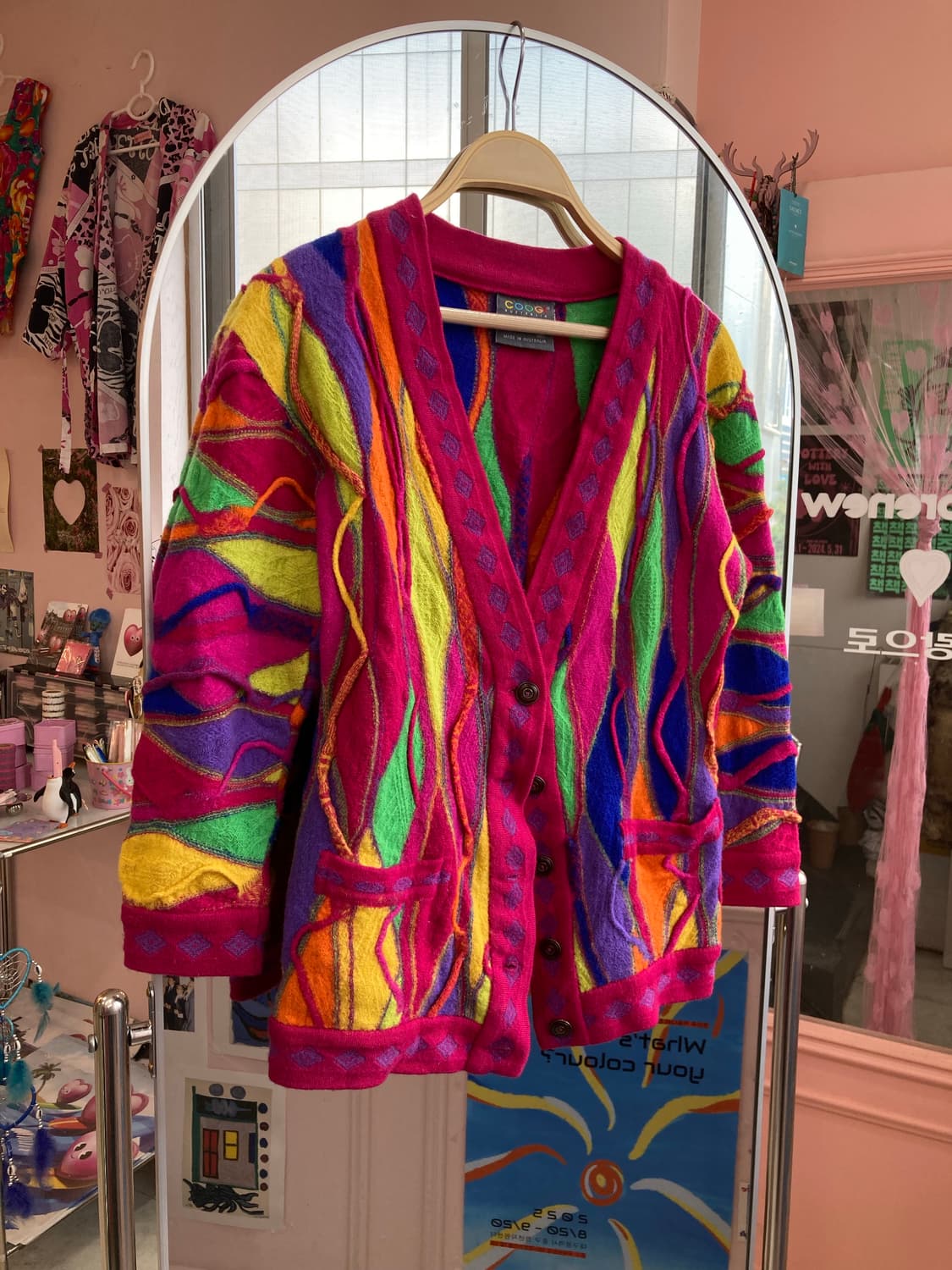 쿠지 레인보우 에스닉 패턴 가디건 상품이미지1