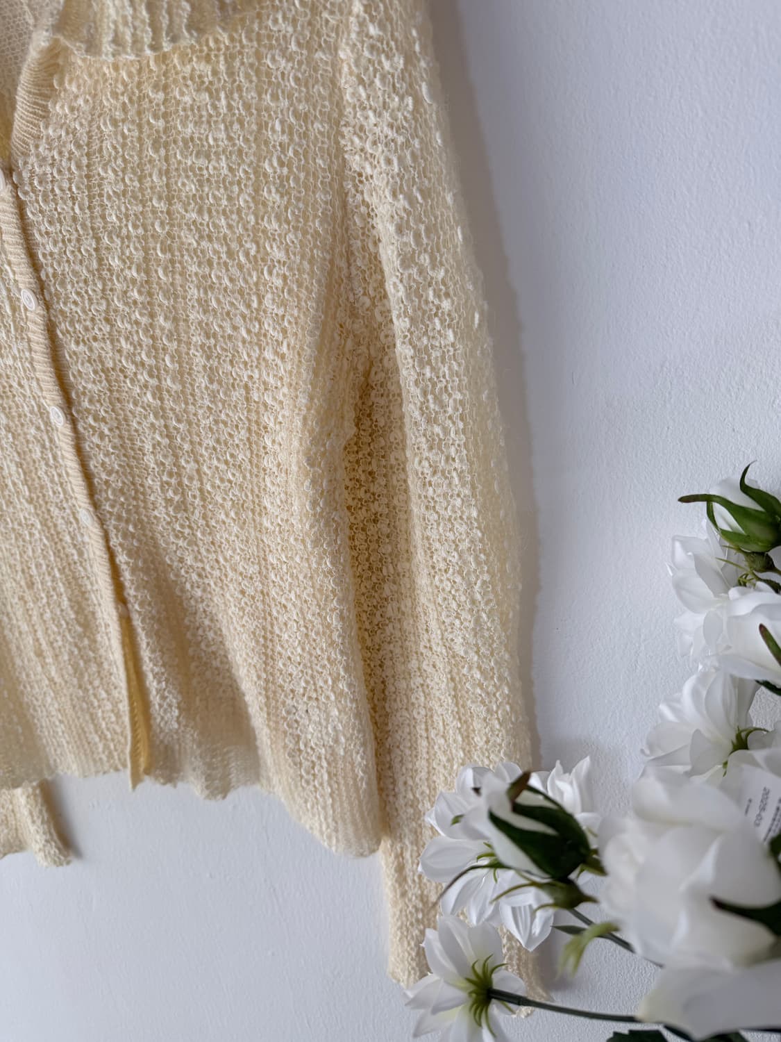 Lepvonj 레프본 짜임니트 셔츠 여름가디건 크림 상품이미지8