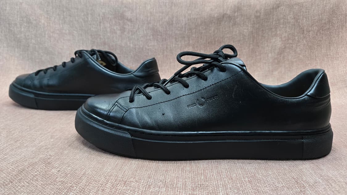 [정품/290] 프레드페리 스펜서 레더 올블랙 상품이미지4