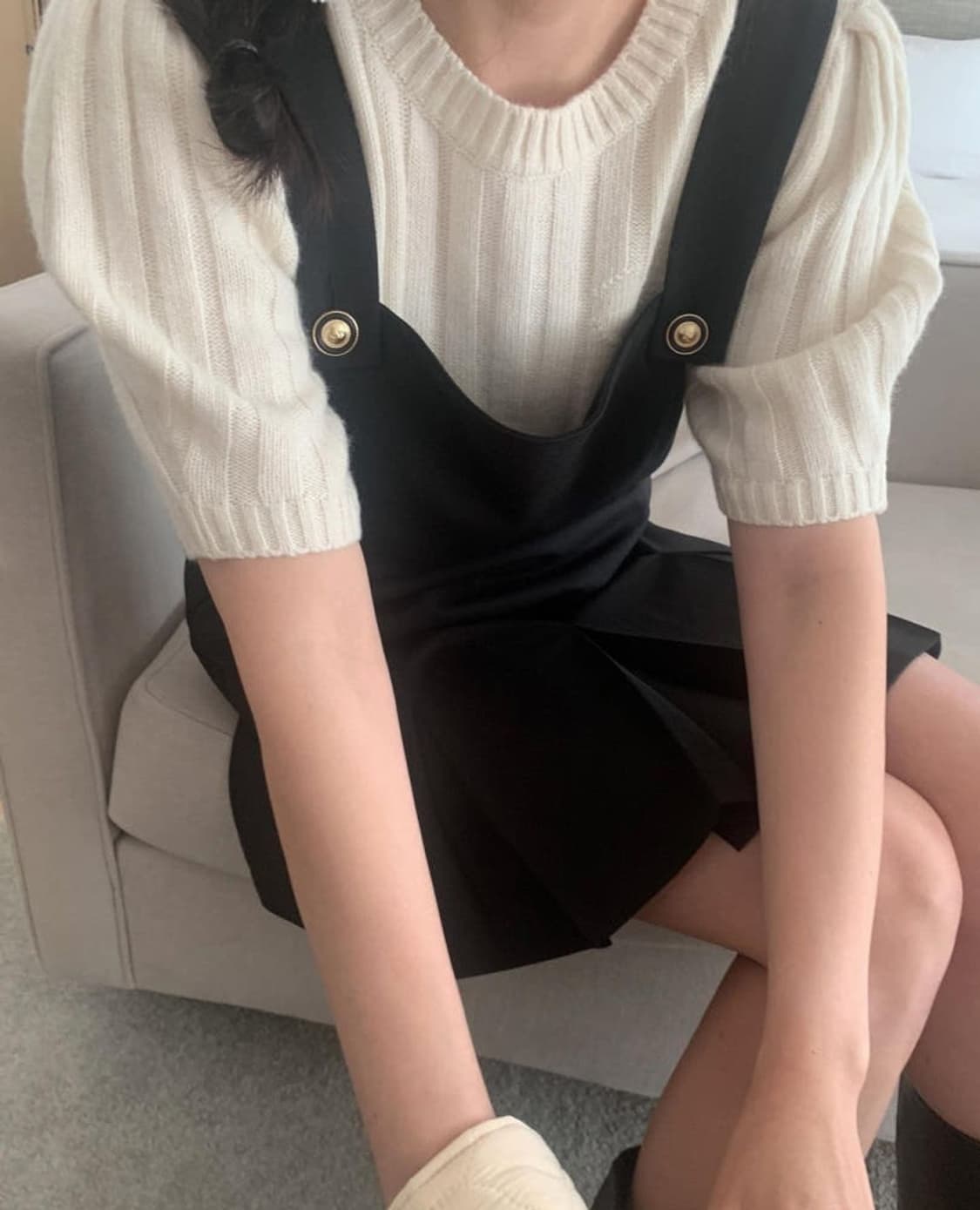 멜라운지 로우 주름 원피스 하객룩 상품이미지2