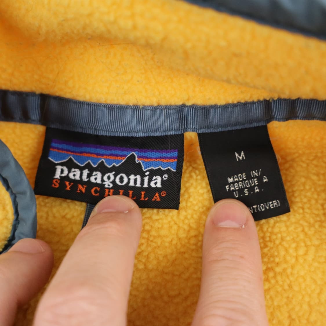 90s 파타고니아 신칠라 스냅-T 옐로우/블루 USA 상품이미지4