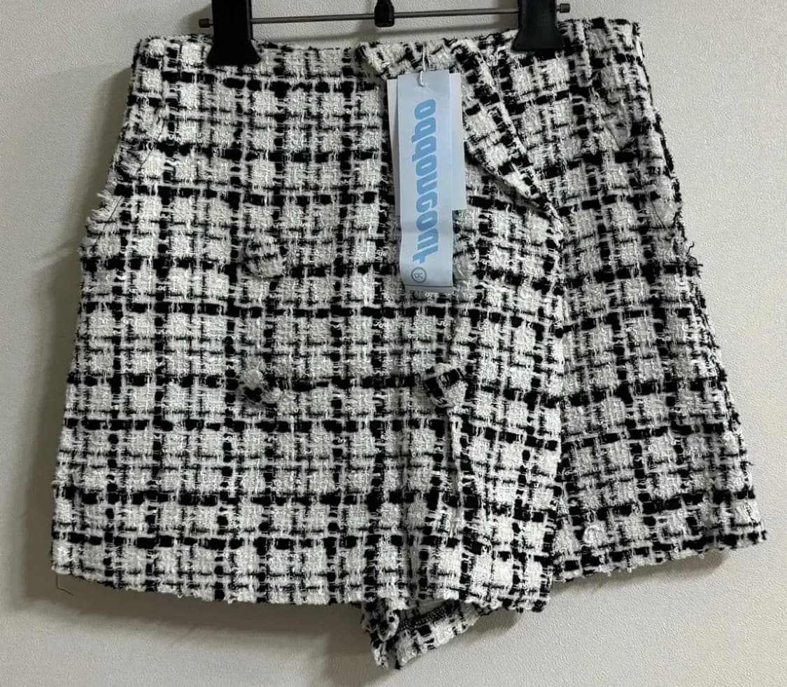 [새상품] 오드원아웃 트위드 투톤 셋업 크롭 자켓&치마 바지 상품이미지3