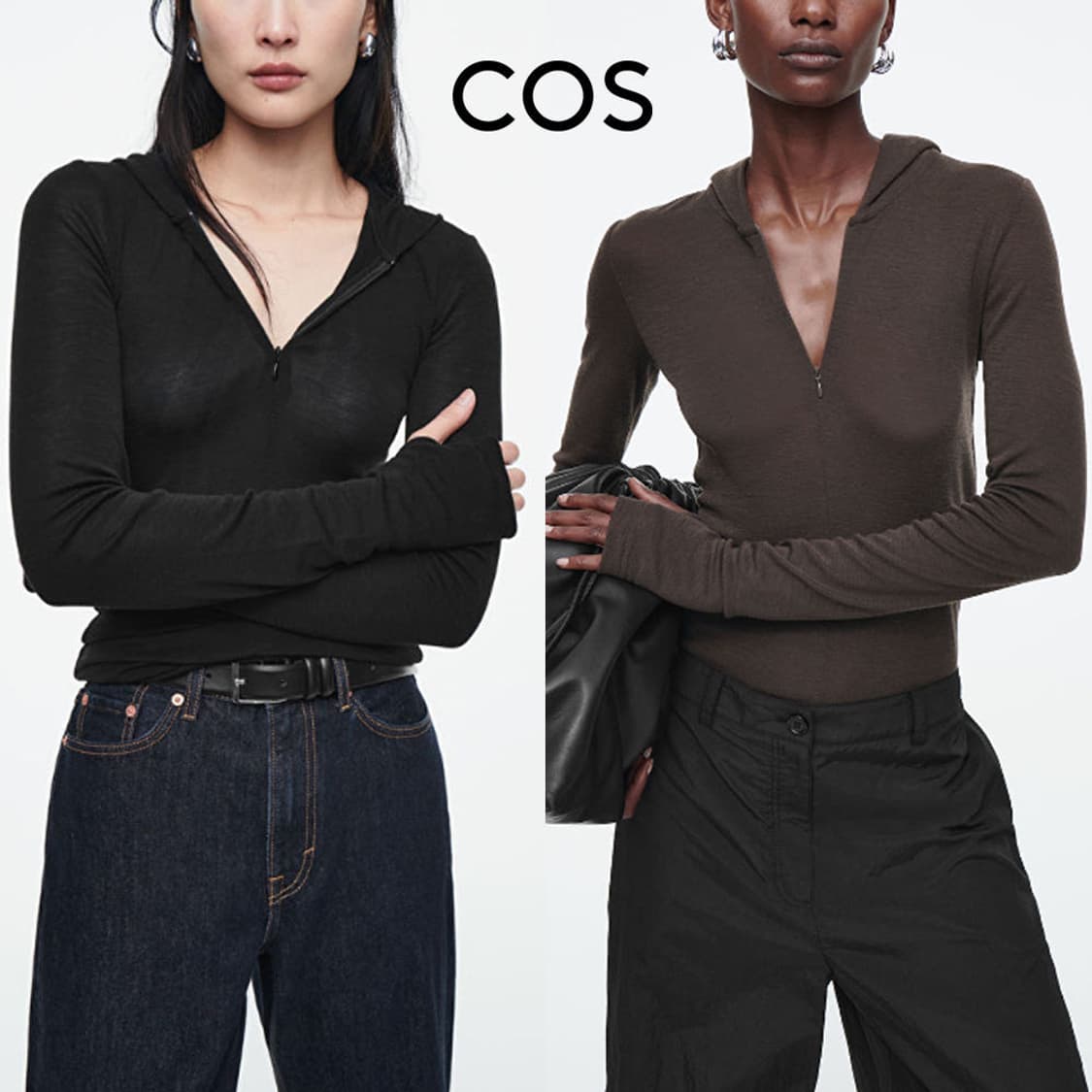 COS 울 100 슬림 후드 티 XS 상품이미지3