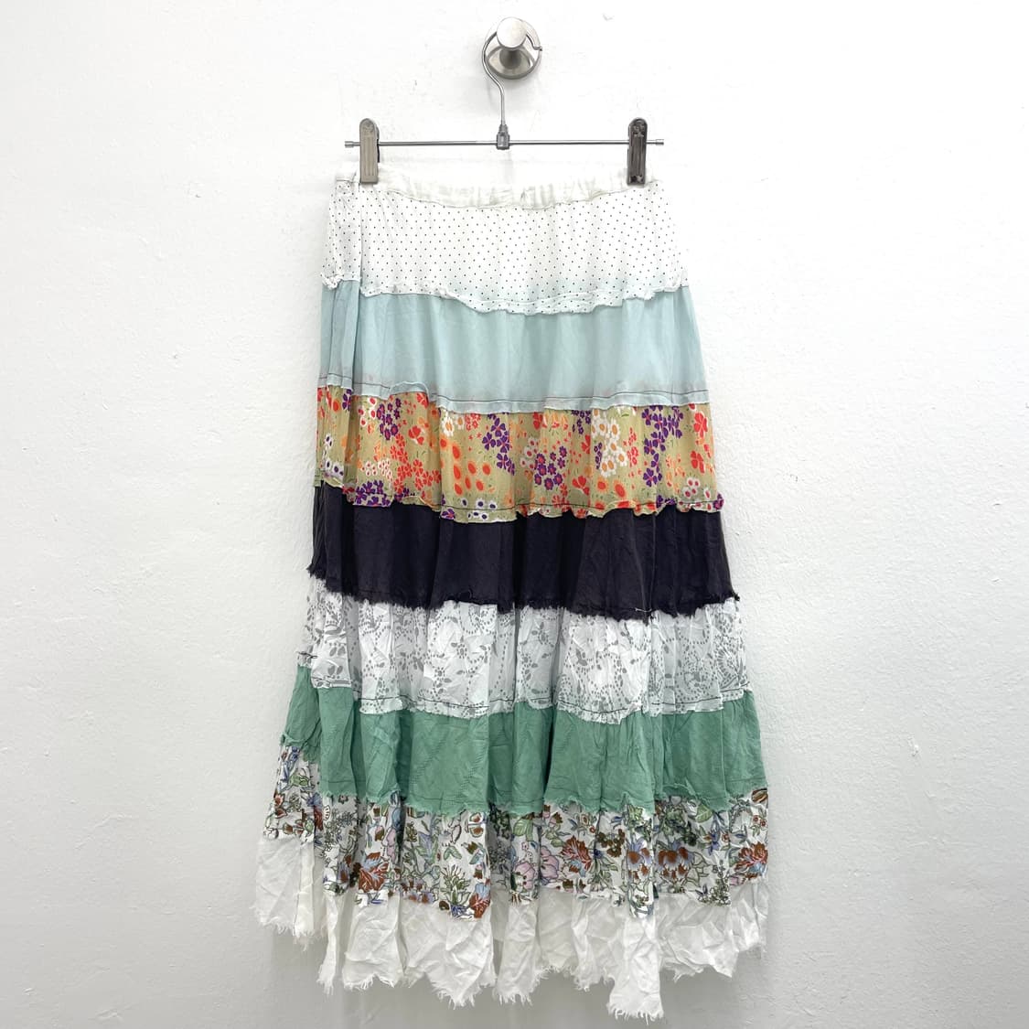 patchwork tiered maxi skirt 상품이미지3