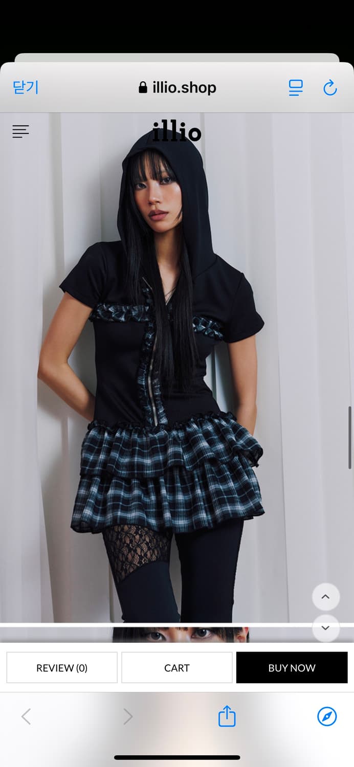 일리오 illio Ruffle dress 러플 체크 펑크 후드원피스 상품이미지1