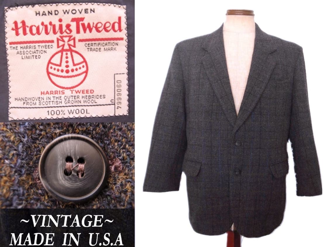 [택포] 빈티지 해리스 트위드 체크 울 스포츠 코트 상품이미지1