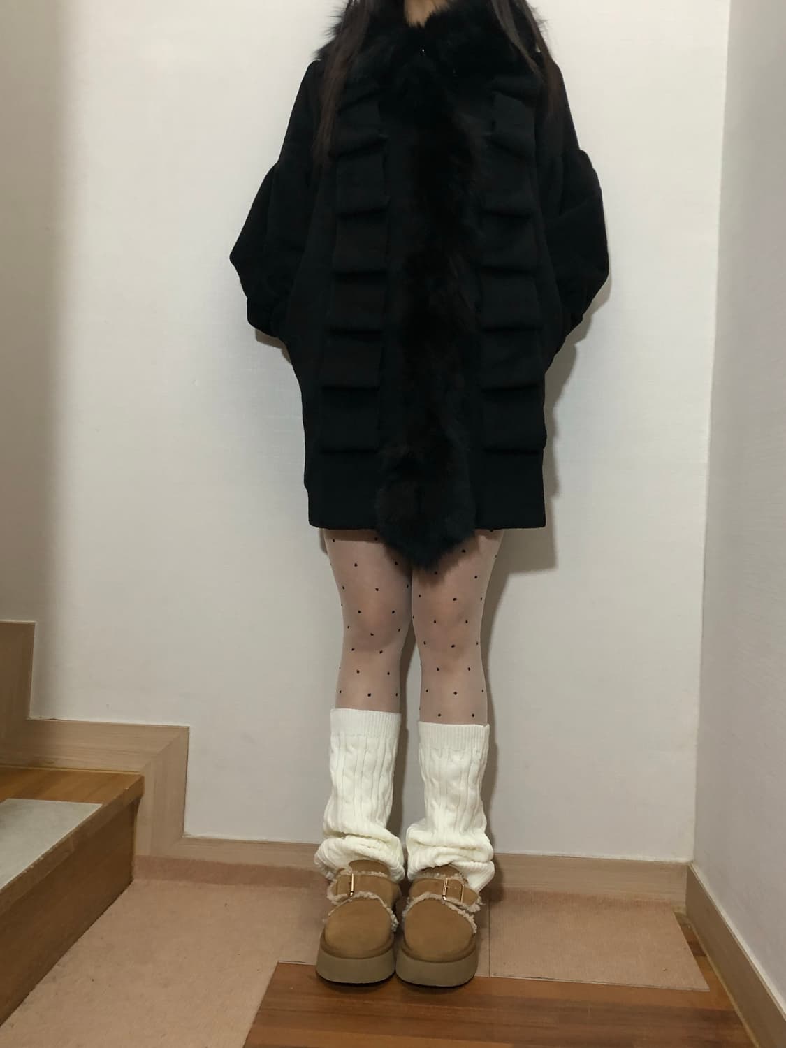 빈티지 블랙 퍼 디테일 코트 상품이미지6