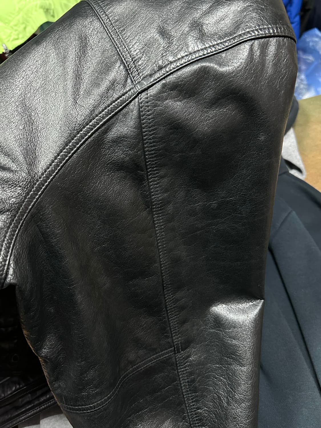 CARTELO by 크로커다일 drum dye 가죽 블루종 레더 자켓 상품이미지7