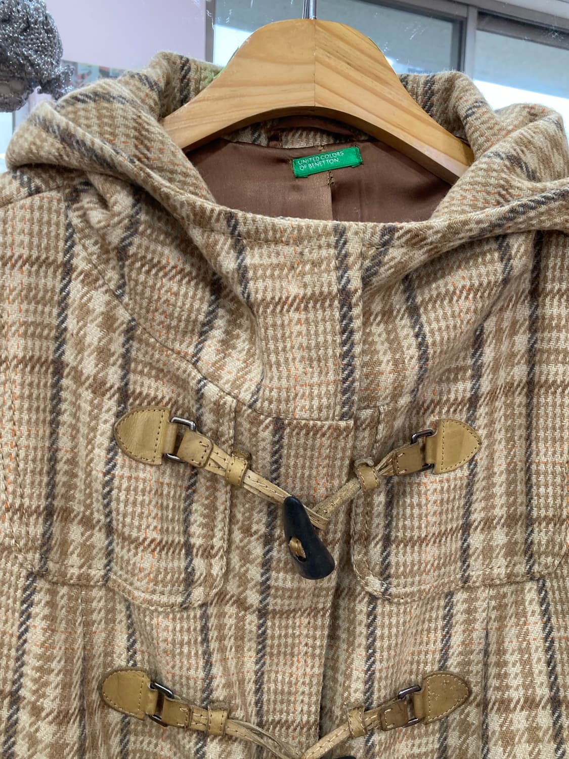 베네통 BENETTON 체크 떡볶이 코트 상품이미지4