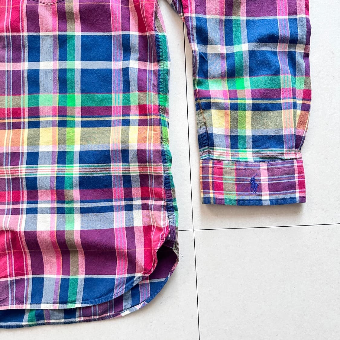 폴로 랄프로렌 인도 마드라스 체크 셔츠 L 상품이미지3