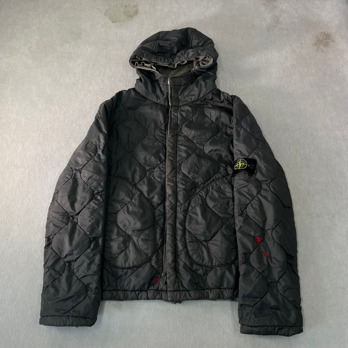 100 스톤아일랜드 90s 퀄팅 카키 자켓 상품이미지2