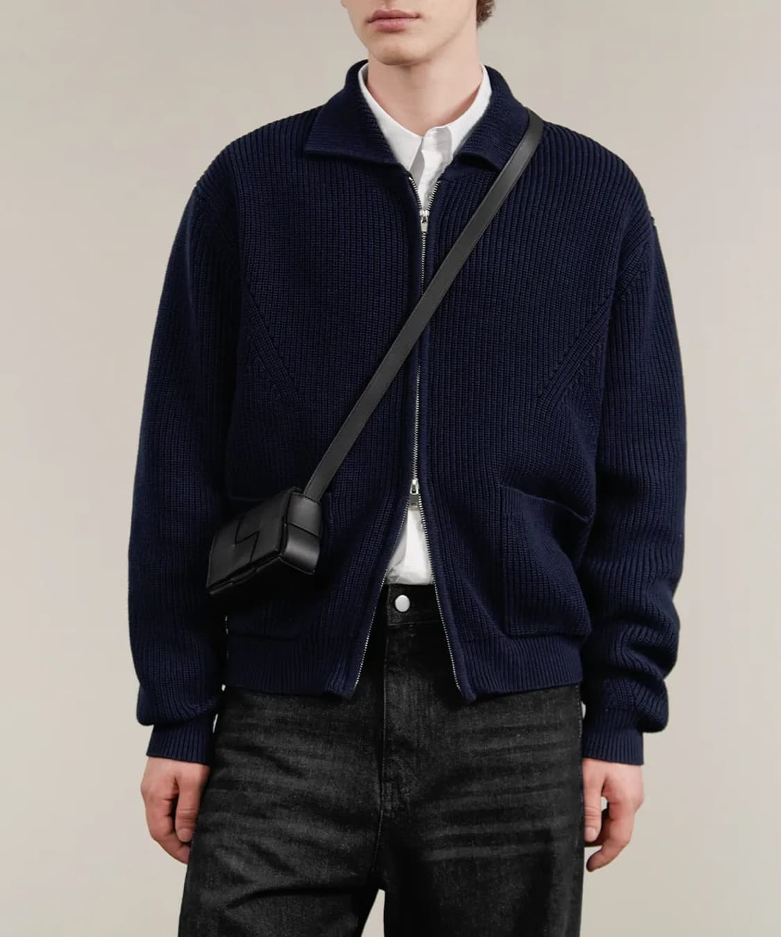 인템포무드 니트 집업 네이비 L 상품이미지1