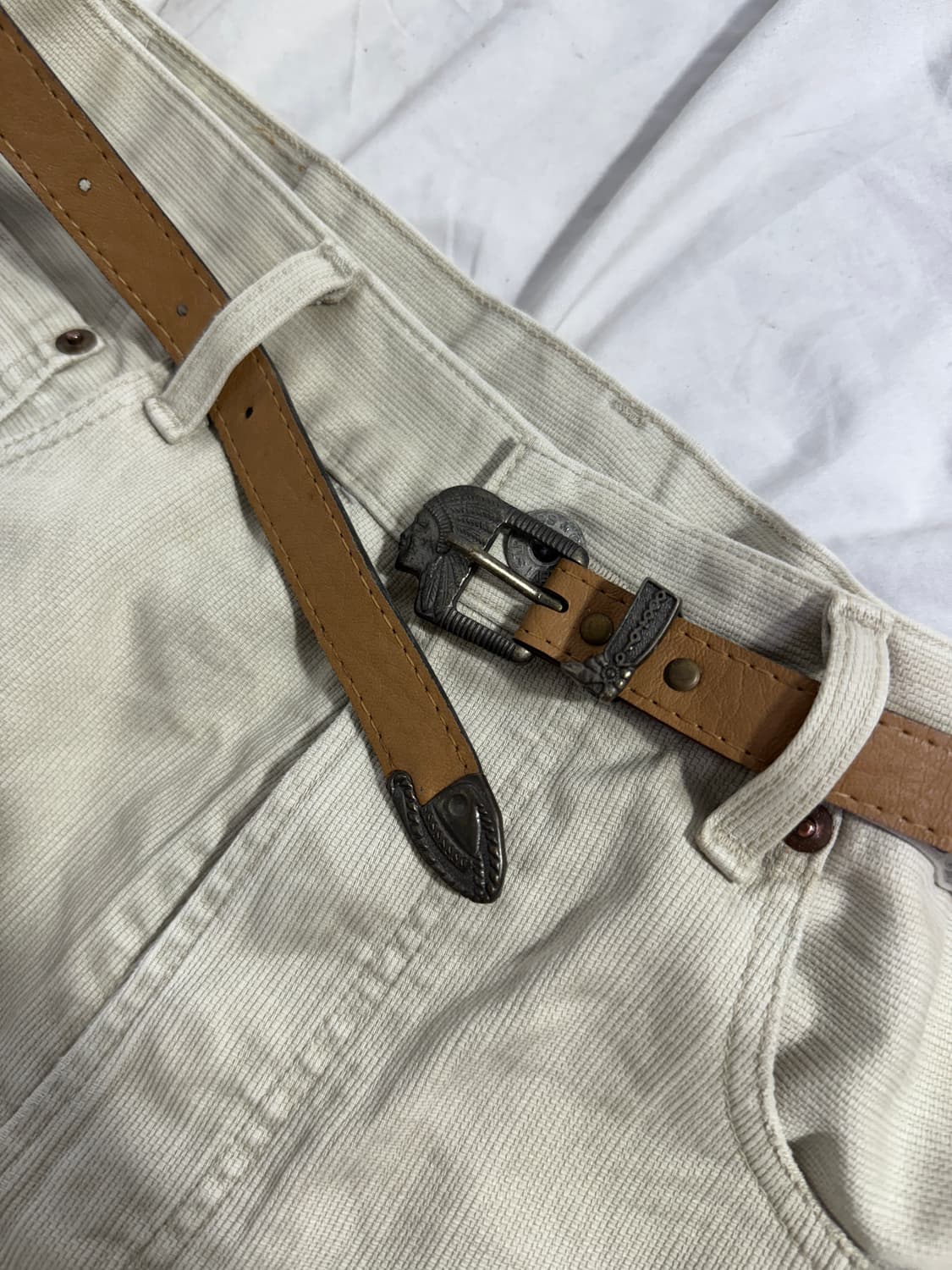 빈티지 웨스턴 버클 레더 벨트 네이티브 아메리칸 상품이미지4