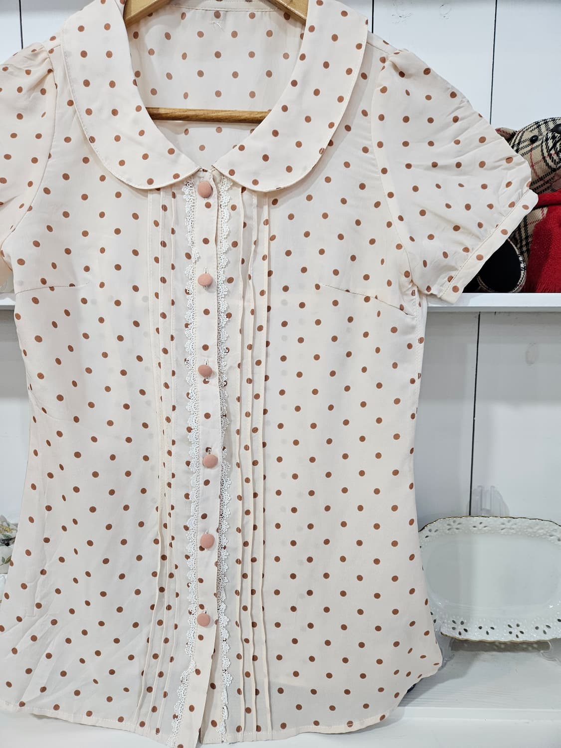 도트 세일러카라 블라우스 상품이미지3