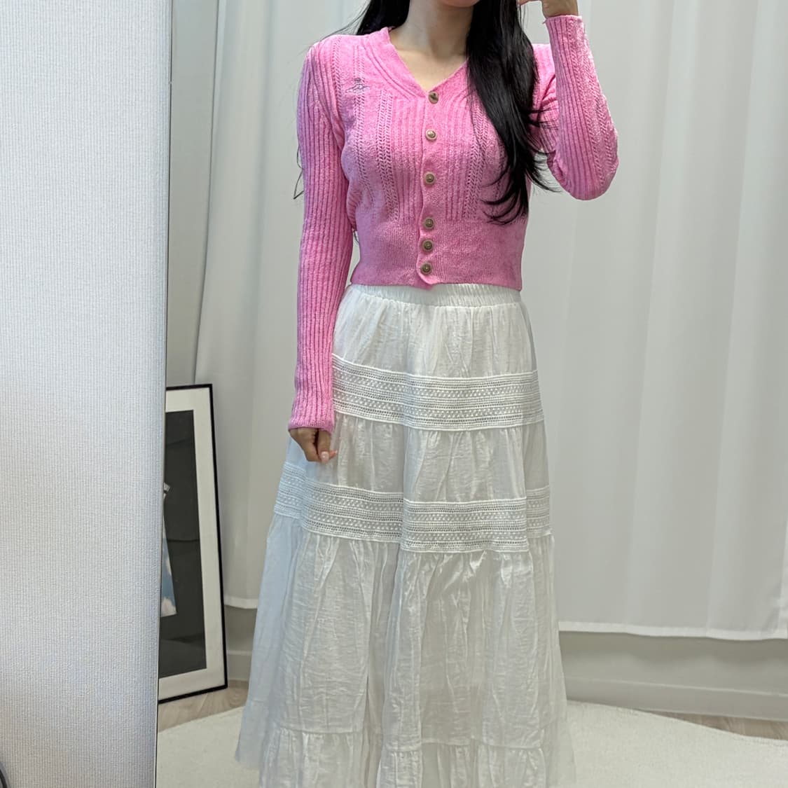 비비안웨스트우드 슬림핏 크롭 가디건-핑크 상품이미지5