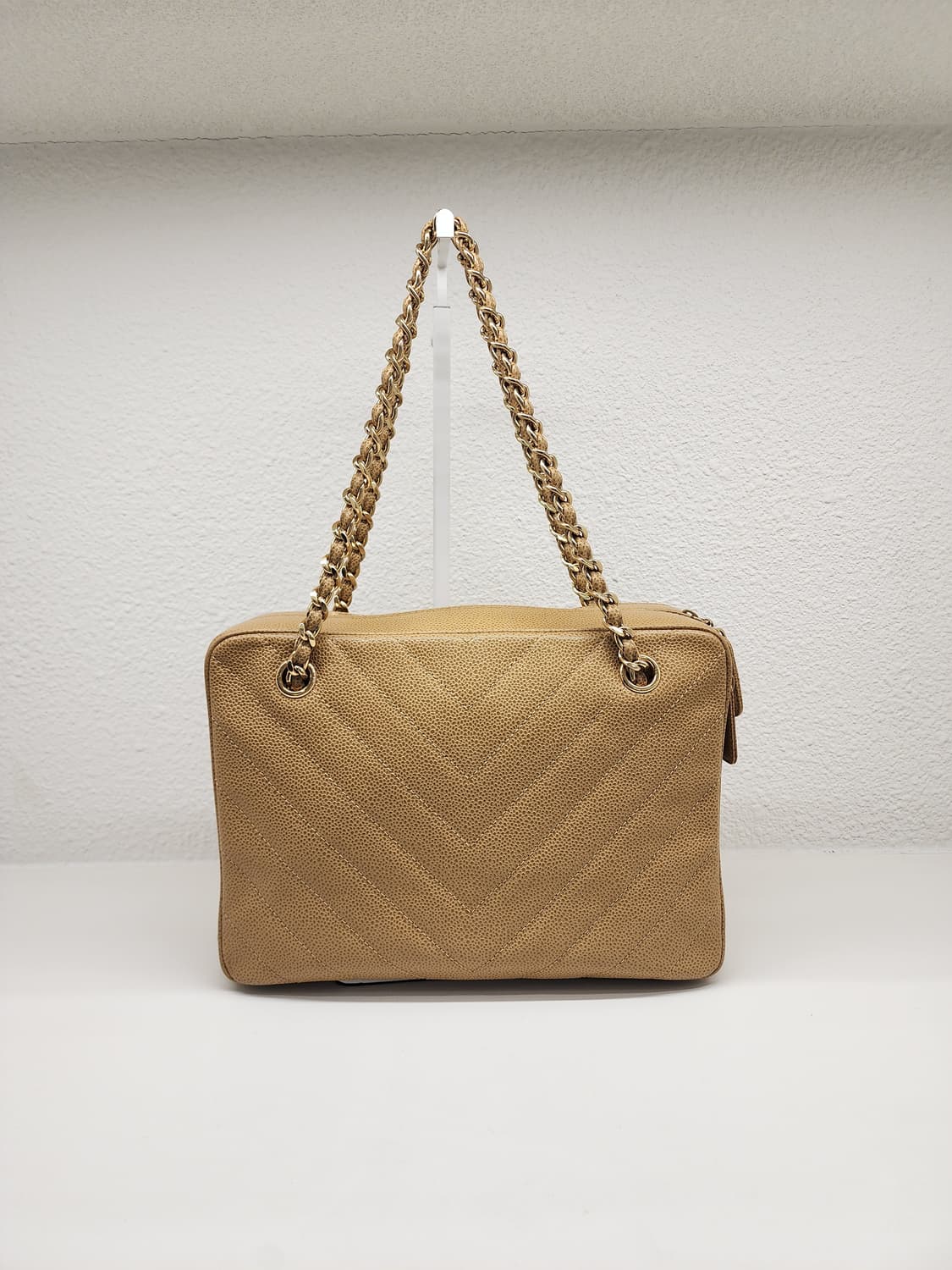 샤넬 빈티지 쉐브론 캐비어 체인 숄더백 베이지 #6 상품이미지3