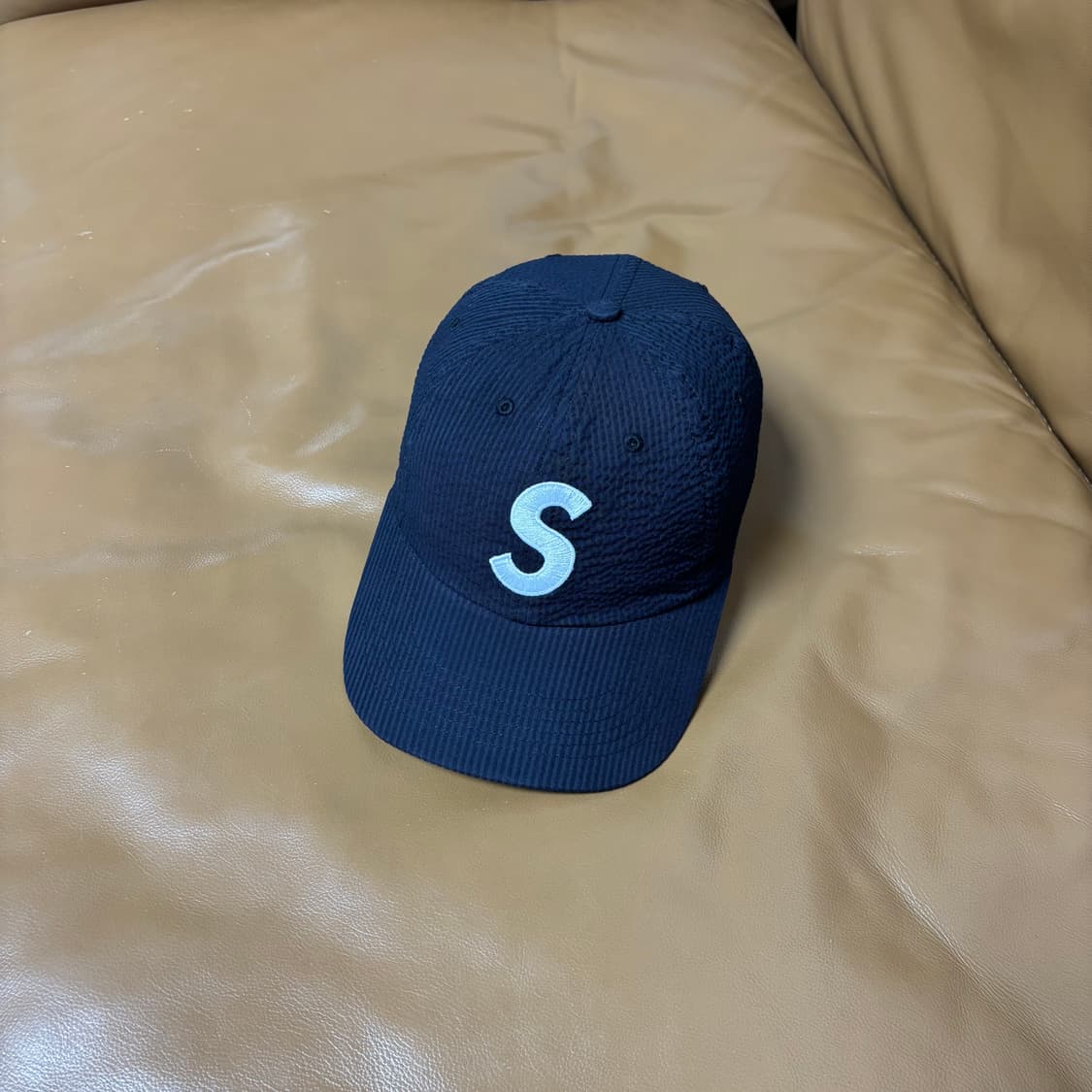 Supreme 슈프림 24ss 시어서커 블랙 S로고 6패널 볼캡 모자 상품이미지1