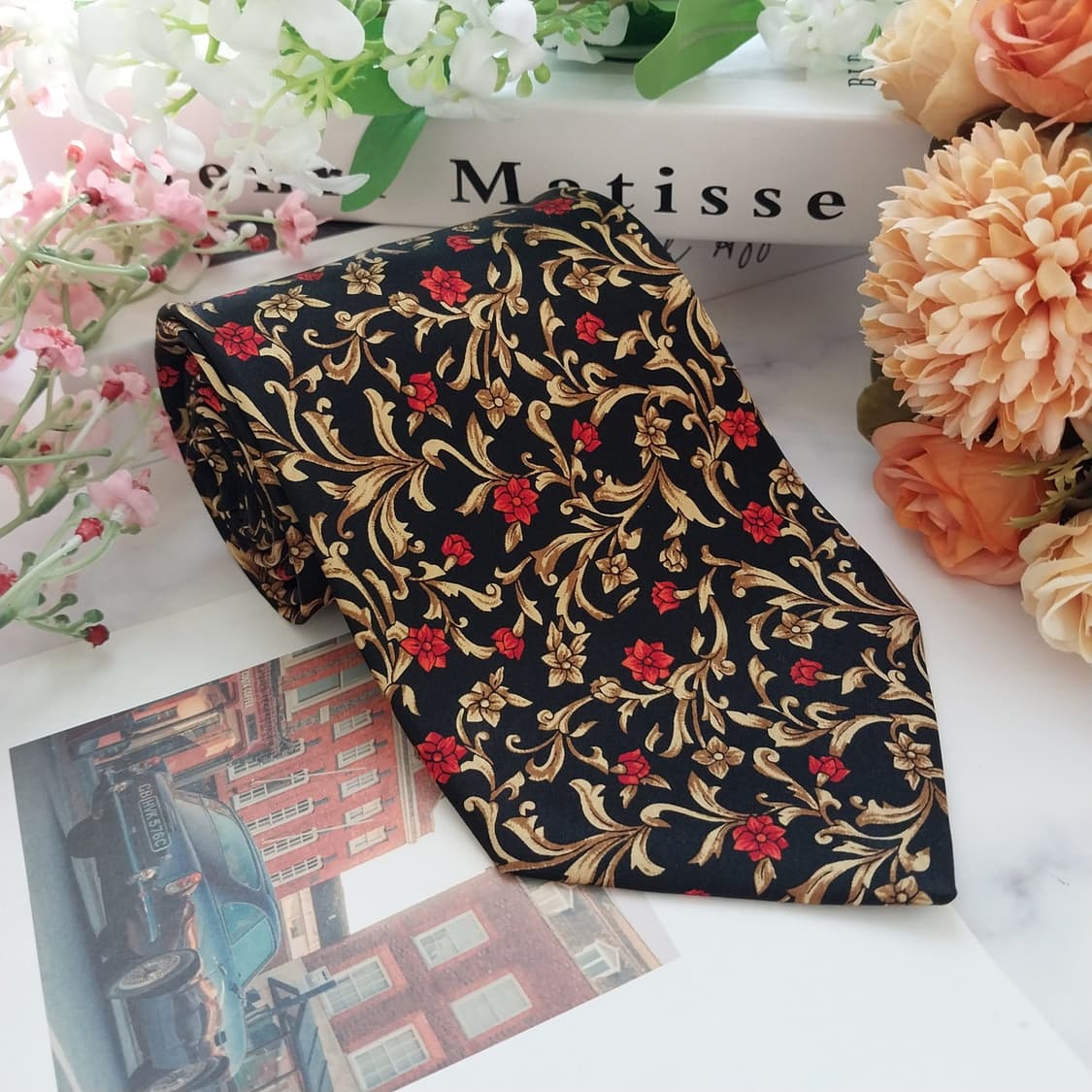 아쿠아스큐텀 실크 플로럴 자카드 넥타이 9.8cm A+등급 K1542
 상품이미지2