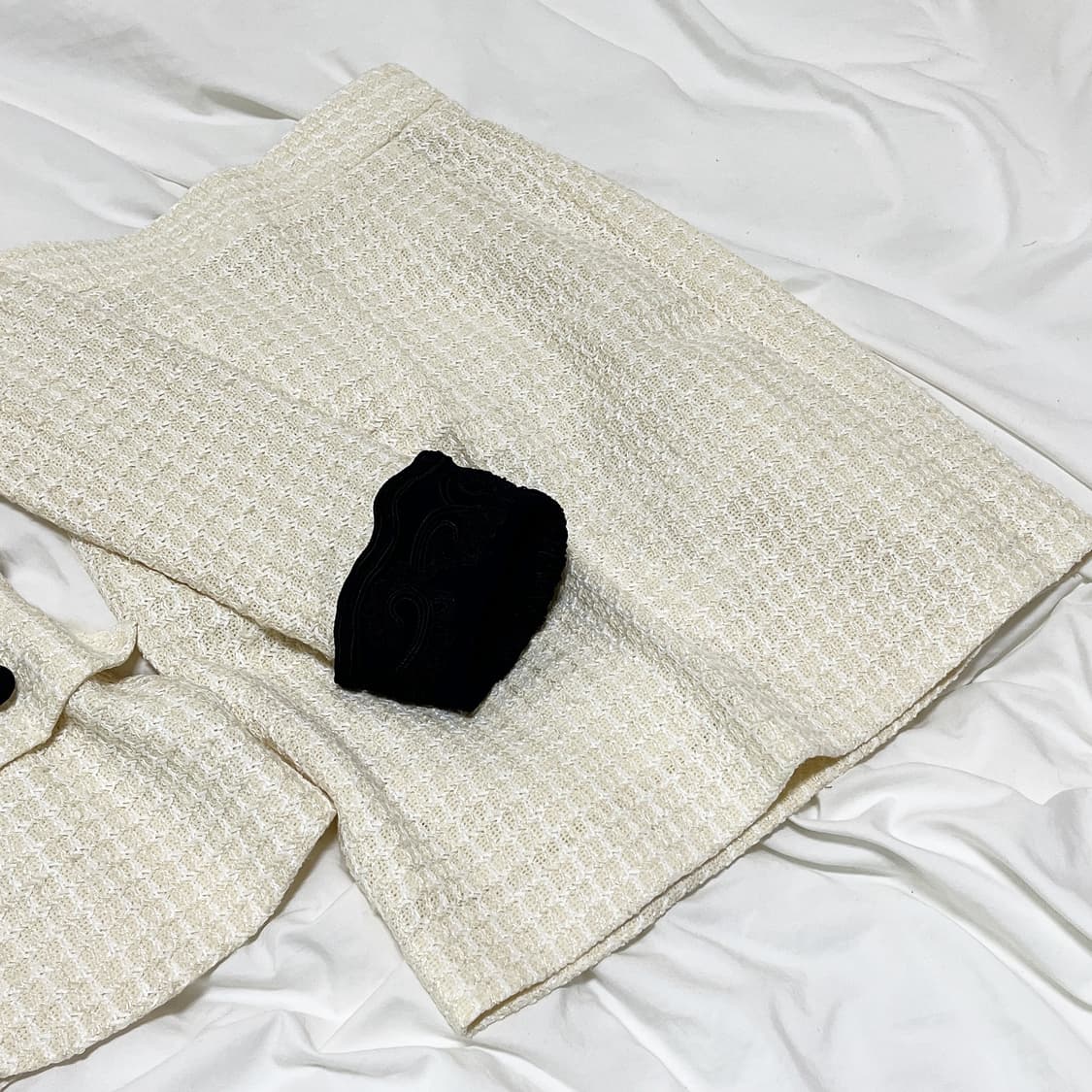 빈티지 ) 아이보리 벨벳카라 셋업 상품이미지5